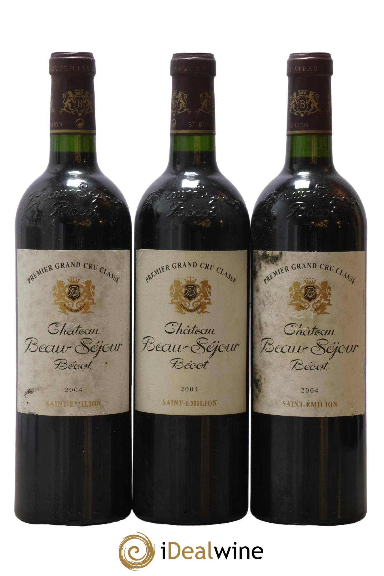 Château Beau-Séjour Bécot 1er Grand Cru Classé B 2004 - Lot de 3 bouteilles - 0