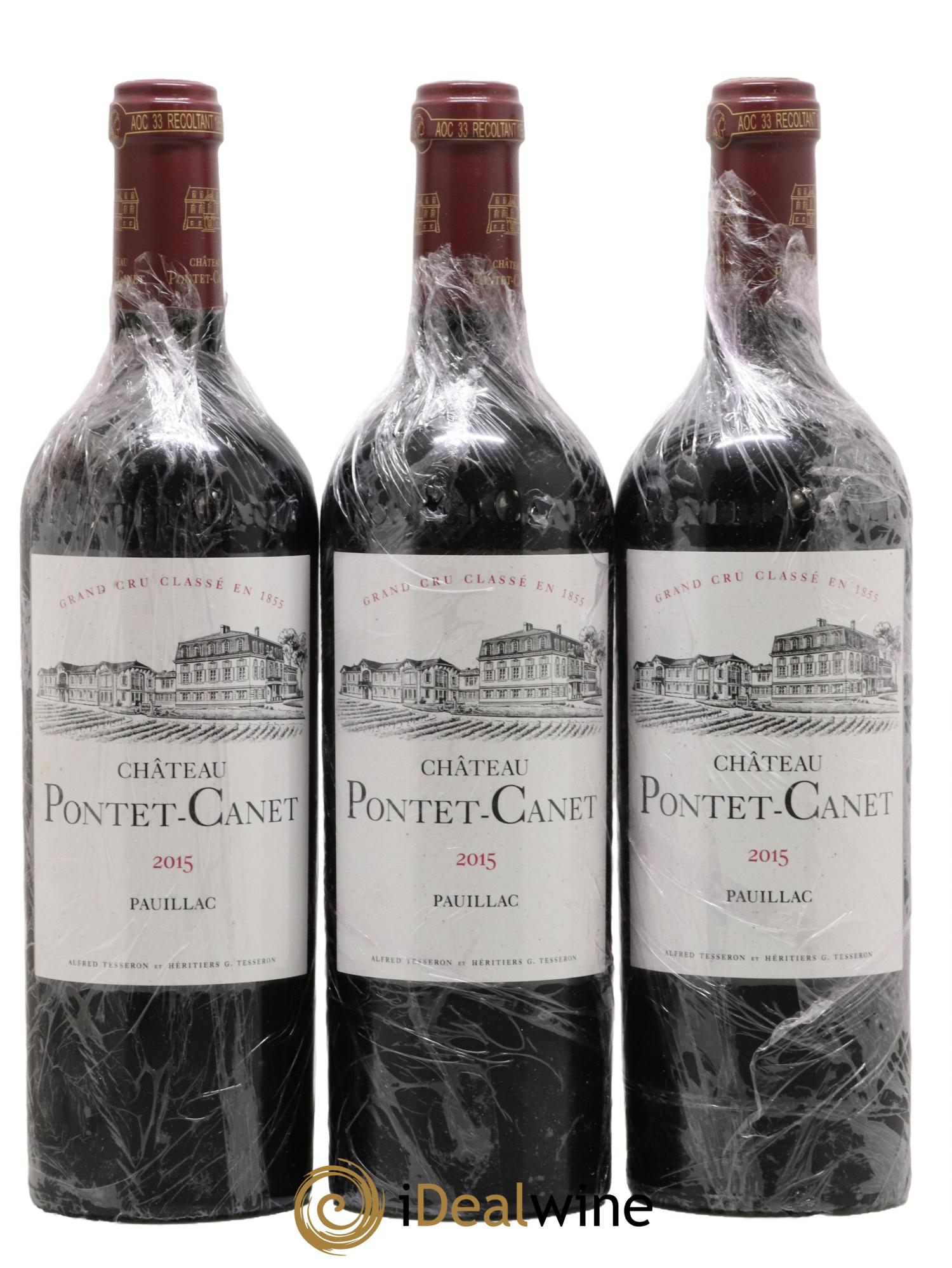 Château Pontet Canet 5ème Grand Cru Classé 2015 - Lot de 3 bouteilles - 0