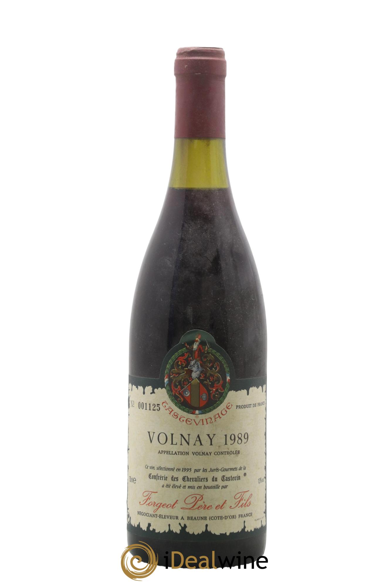 Volnay Forgeot Père et Fils Tastevinage 1989 - Lot de 1 bouteille - 0