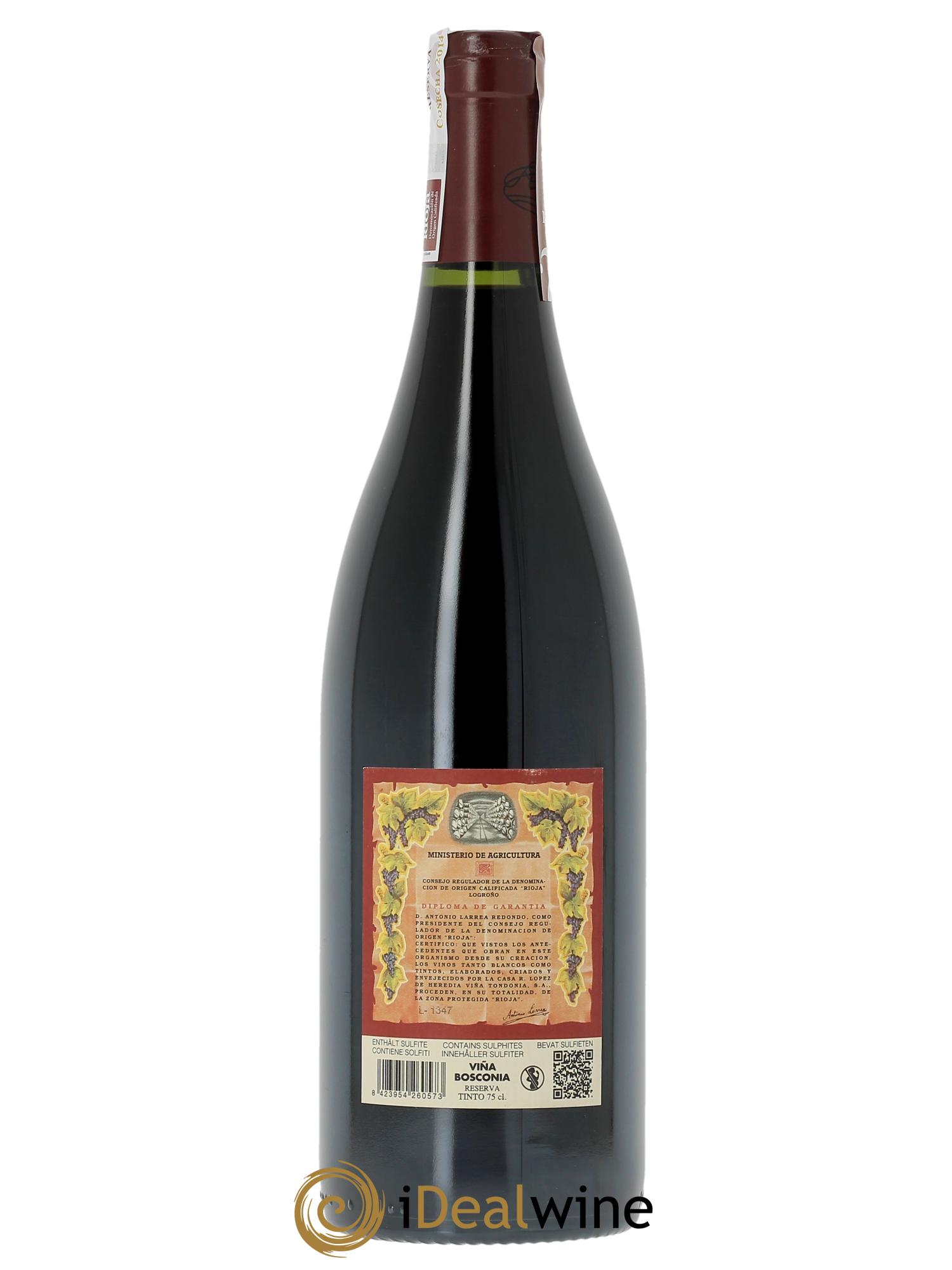 Rioja Viña Bosconia Reserva Vina Tondonia R. Lopez de Heredia 2014 - Lot de 1 bouteille - 1