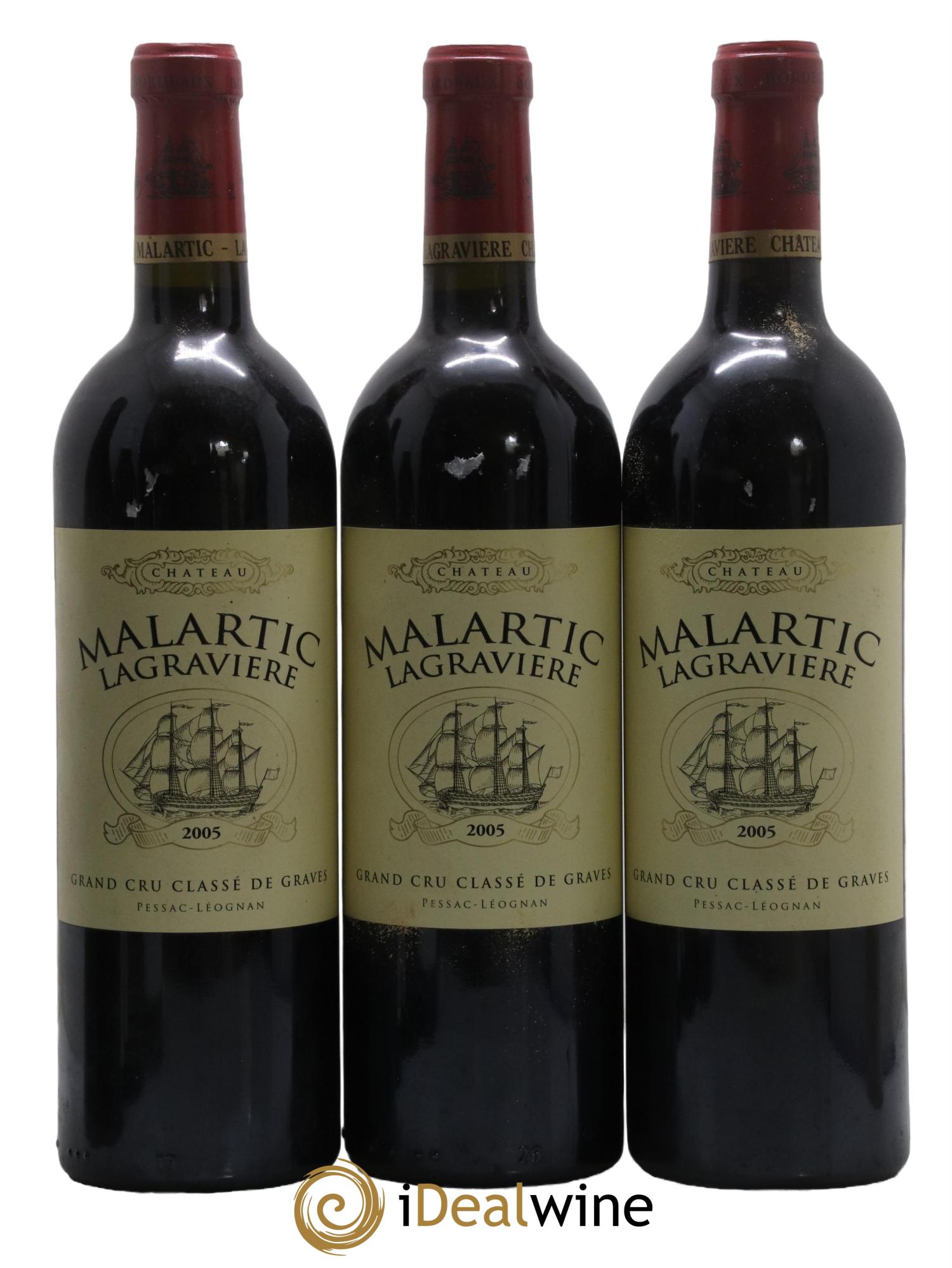 Château Malartic-Lagravière Cru Classé de Graves 2005 - Lot de 3 bouteilles - 0