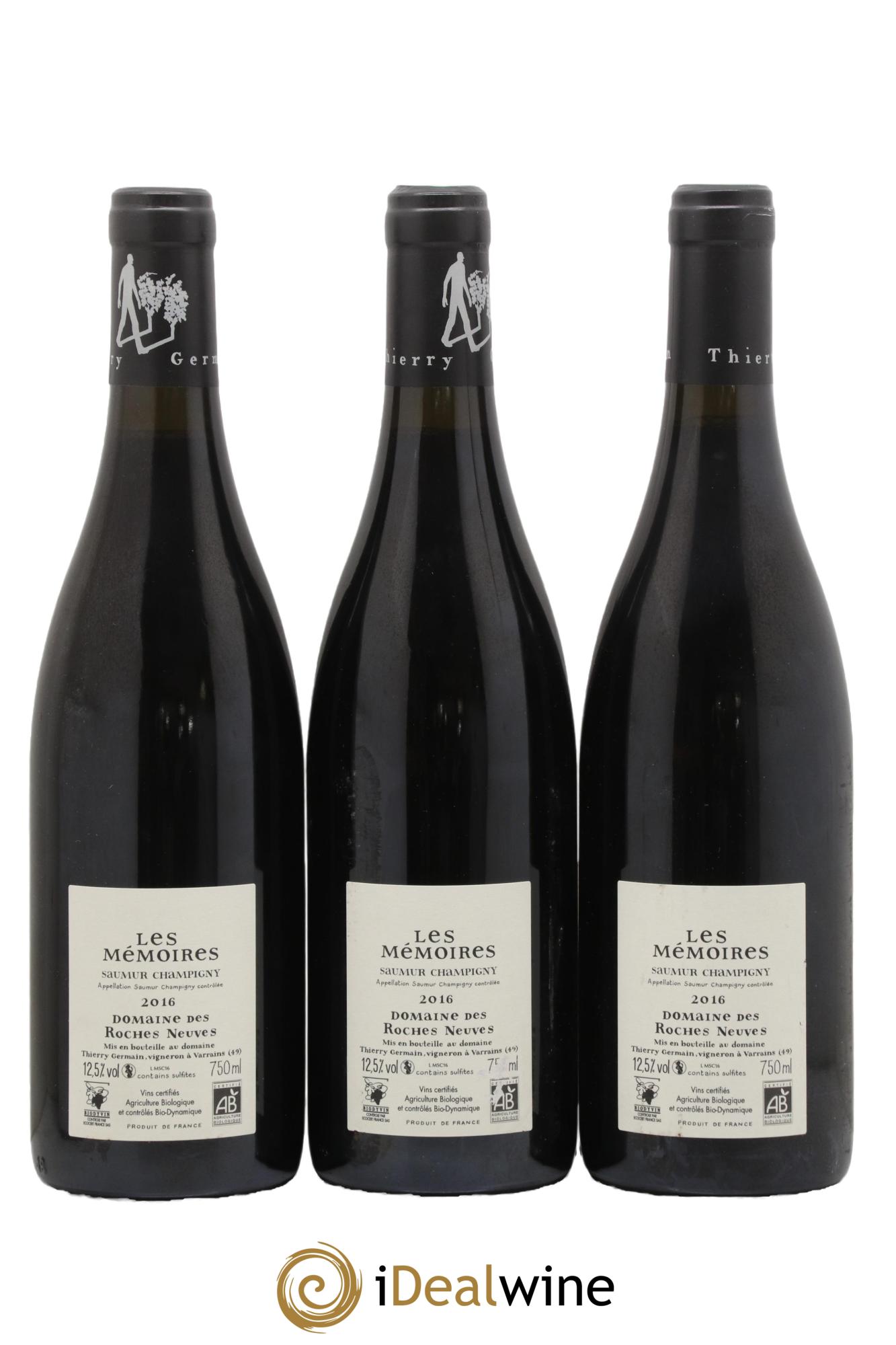 Saumur-Champigny Les Mémoires Domaine des Roches Neuves - Thierry Germain 2016 - Lot de 3 bouteilles - 1