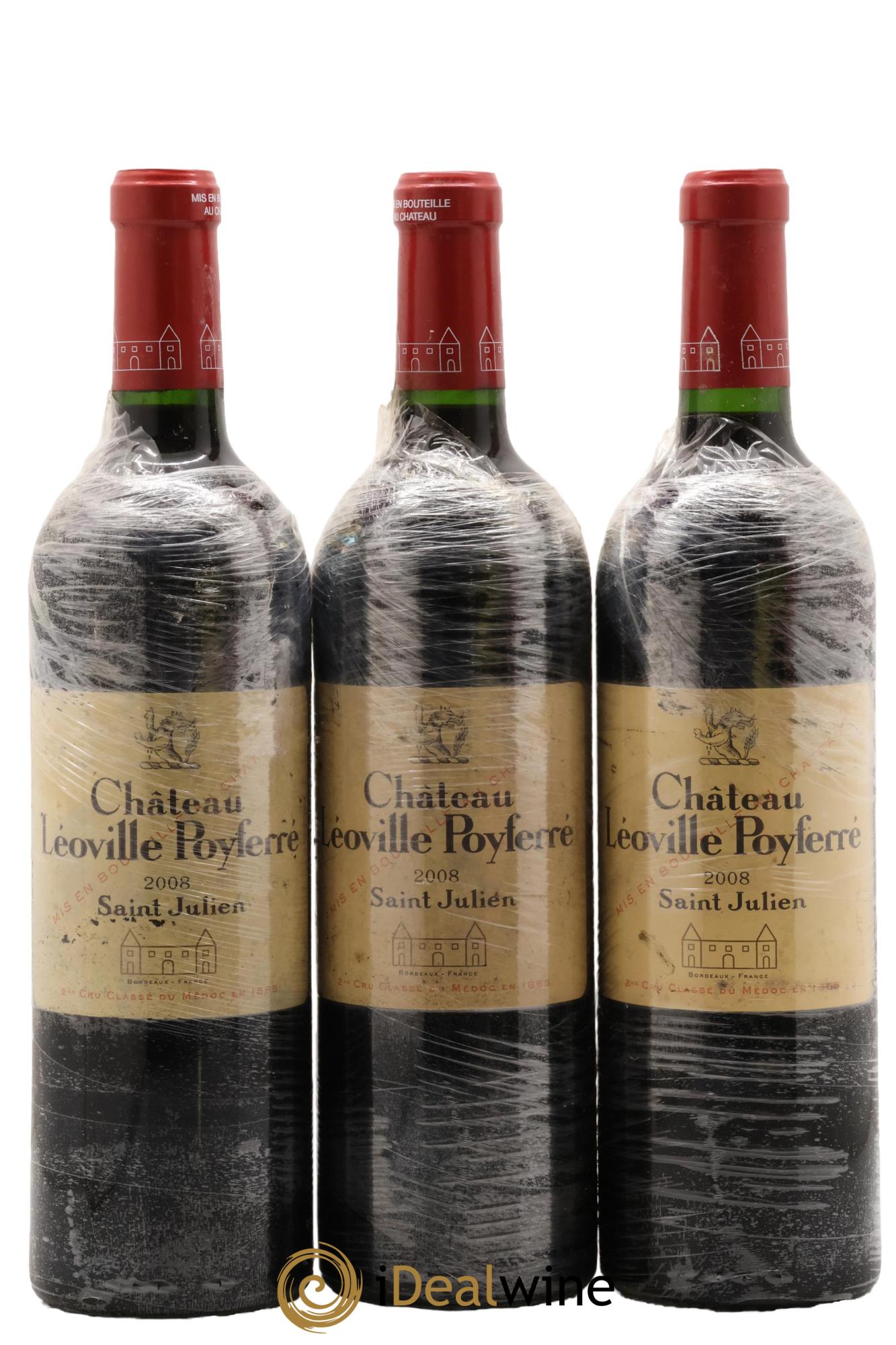Château Léoville Poyferré 2ème Grand Cru Classé 2008 - Lot of 3 bottles - 0
