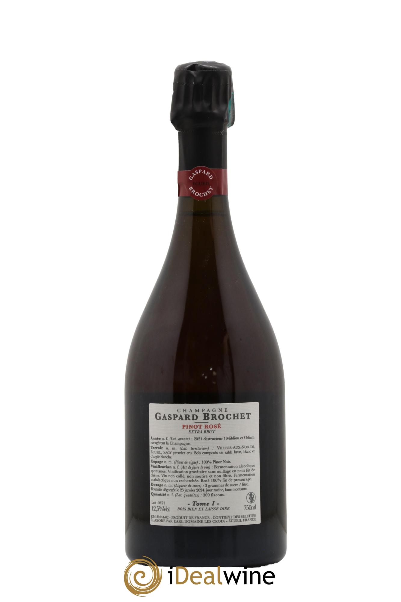 Champagne - Pinot Rosé Tome IV Gaspard Brochet 2021 - Lot de 1 bouteille - 1