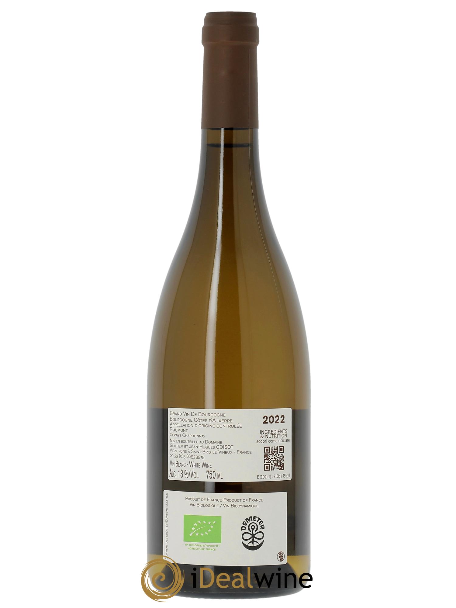 Bourgogne Côtes d'Auxerre Biaumont Goisot  2022 - Posten von 1 Flasche - 1