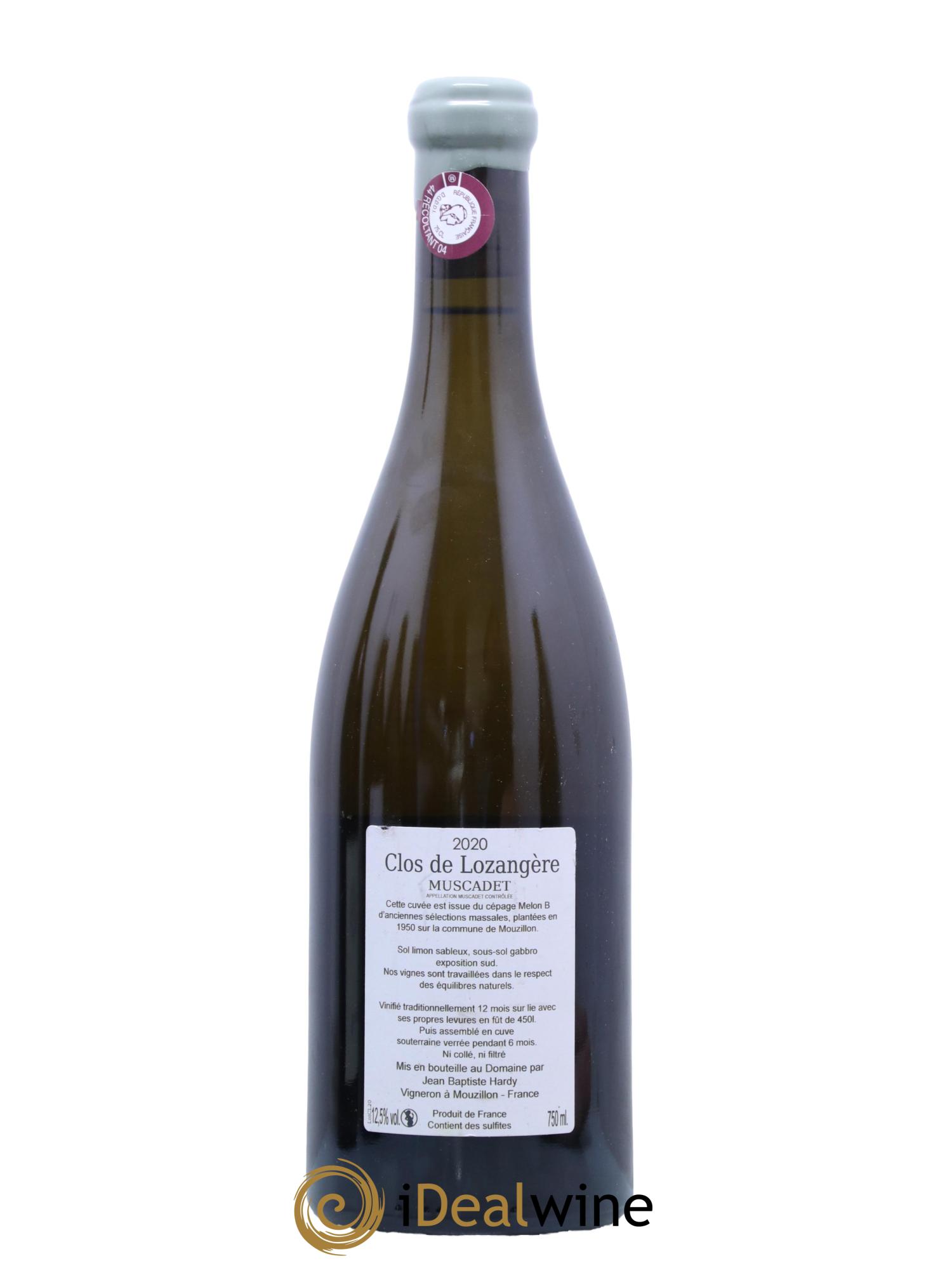 Muscadet-Sèvre-et-Maine sur lie Clos de Lozangeres Domaine Jean Baptiste Hardy 2020 - Lot de 1 bouteille - 1