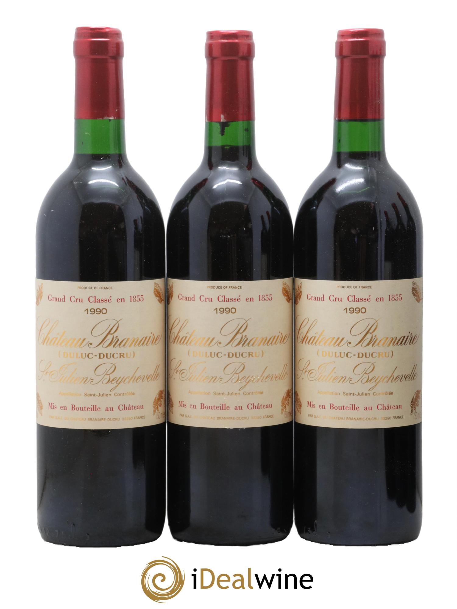 Château Branaire Ducru 4ème Grand Cru Classé 1990 - Lot de 3 bouteilles - 0
