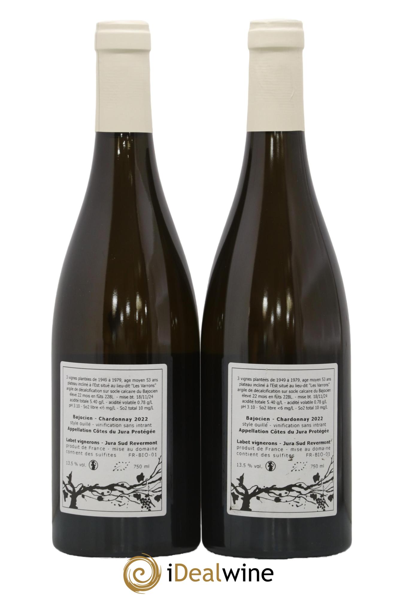 Côtes du Jura Chardonnay Bajocien Romain - Julien - Charline Labet 2022 - Lot de 2 bouteilles - 1