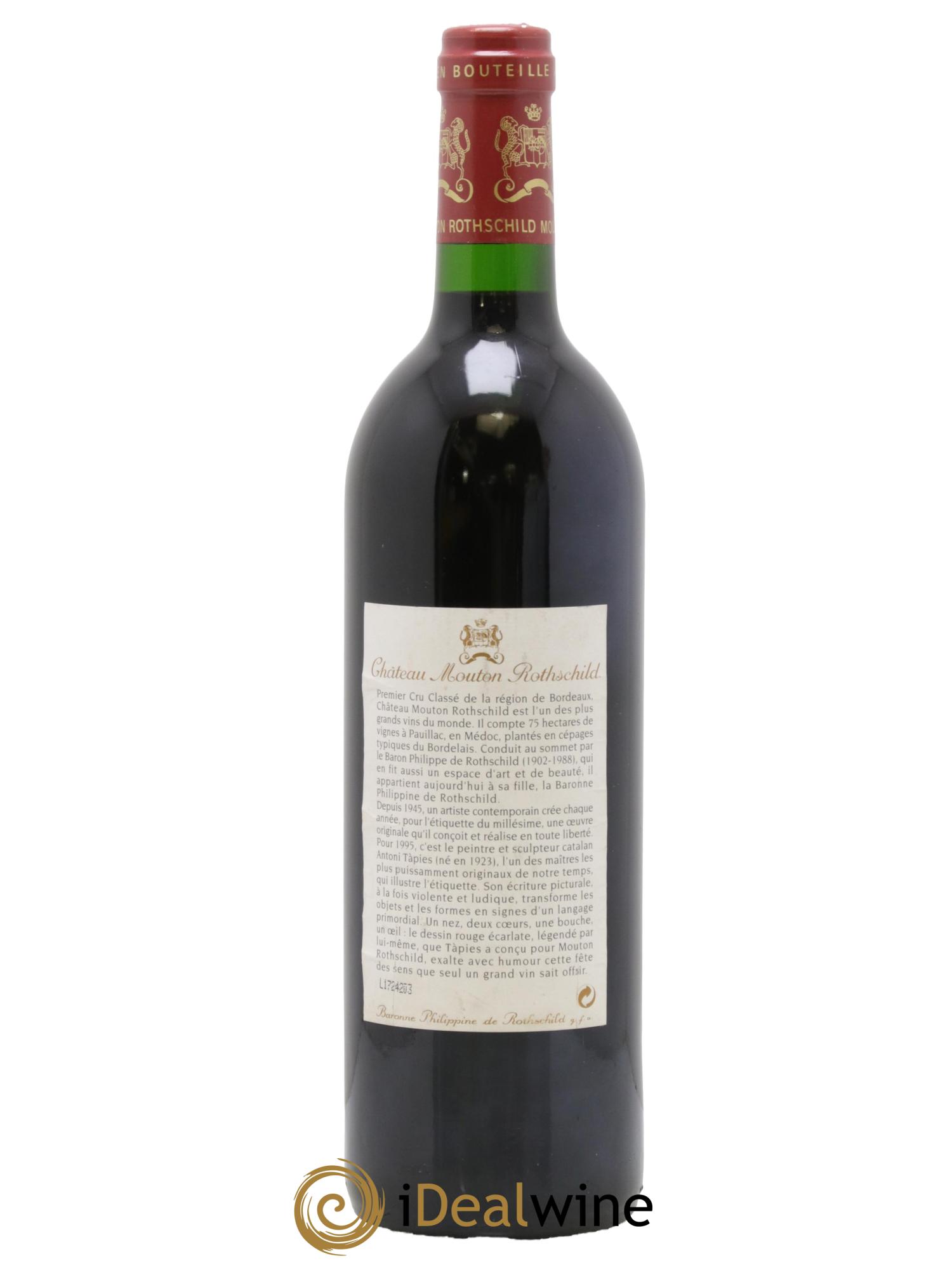 Château Mouton Rothschild 1er Grand Cru Classé 1995 - Lot de 1 bouteille - 1