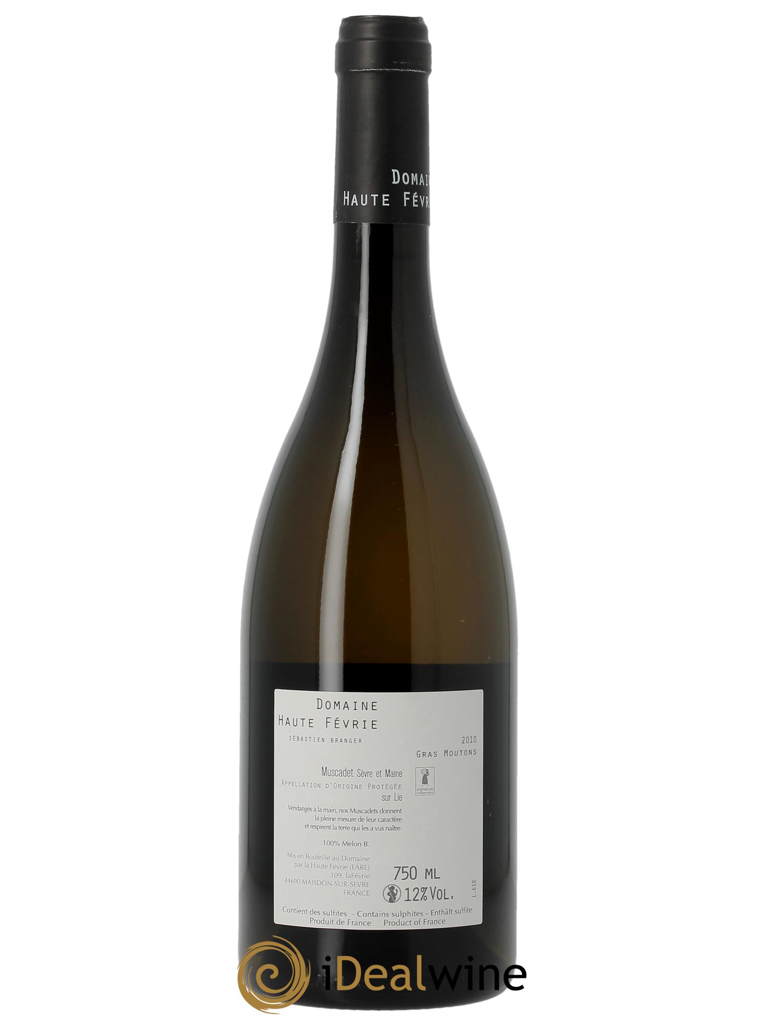 Muscadet-Sèvre-et-Maine sur lie Gras Mouton Haute Févrie  2010 - Lotto di 1 bottiglia - 1