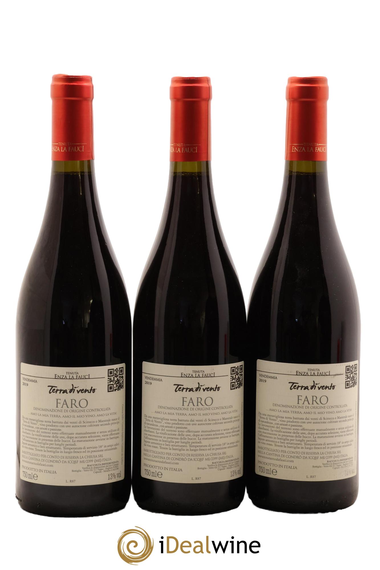 Italie Faro DOC Terra di Vento Tenuta Enza la Fauci 2019 - Lot de 3 bouteilles - 1