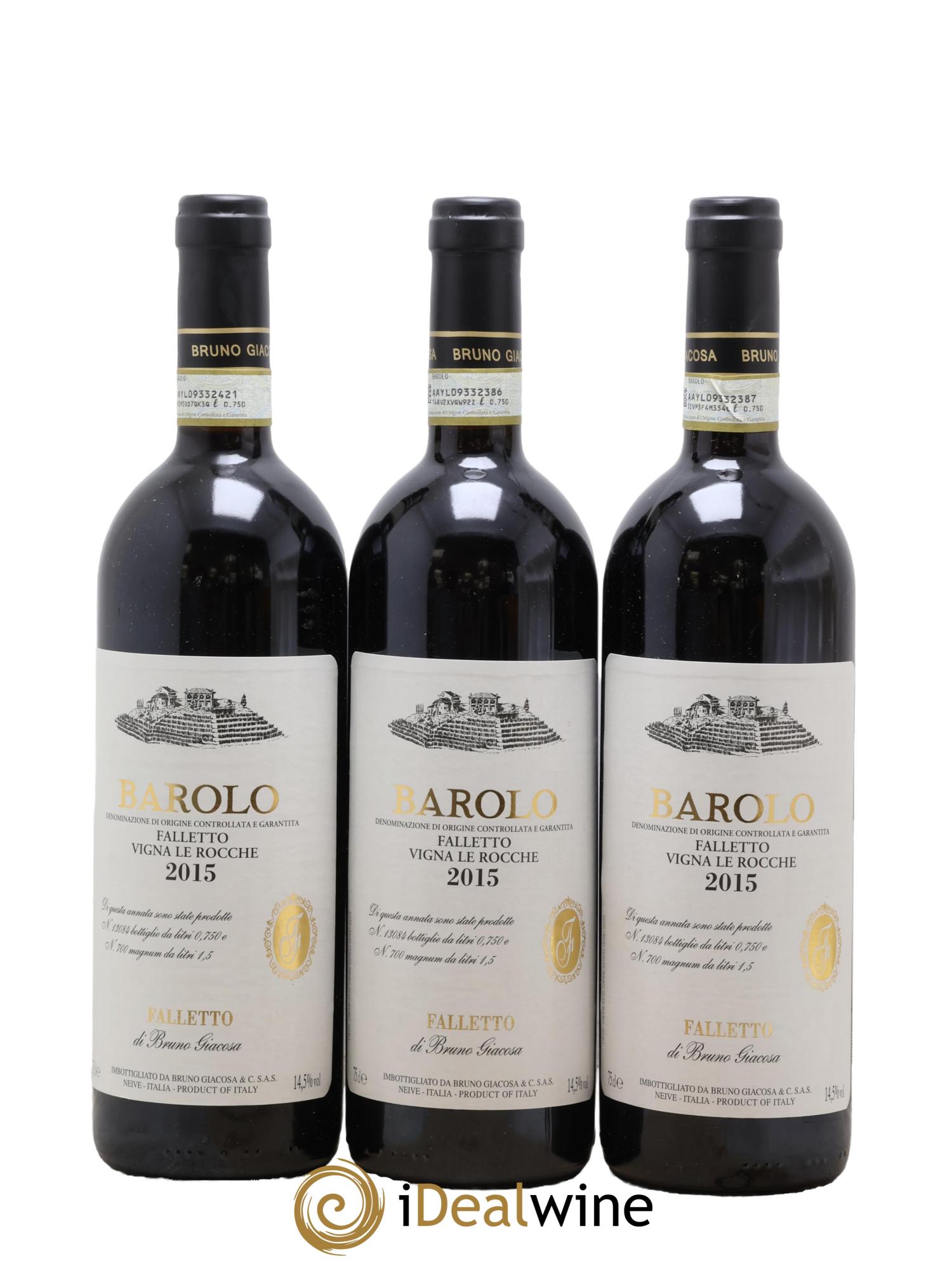 Barolo DOCG Vigna le Rocche Azienda Agricola Falletto di Bruno Giacosa 2015 - Lot de 3 bouteilles - 0