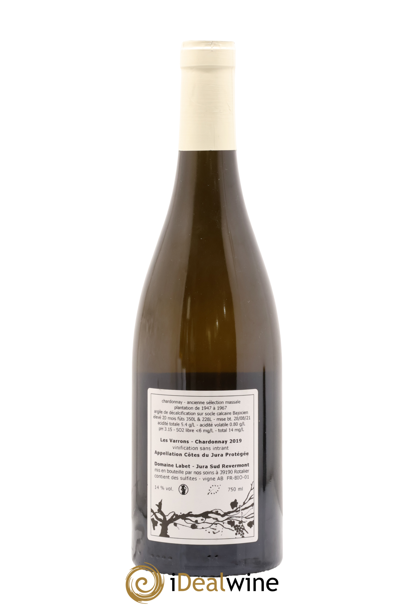Côtes du Jura Chardonnay Les Varrons Romain - Julien - Charline Labet 2019 - Lot de 1 bouteille - 1