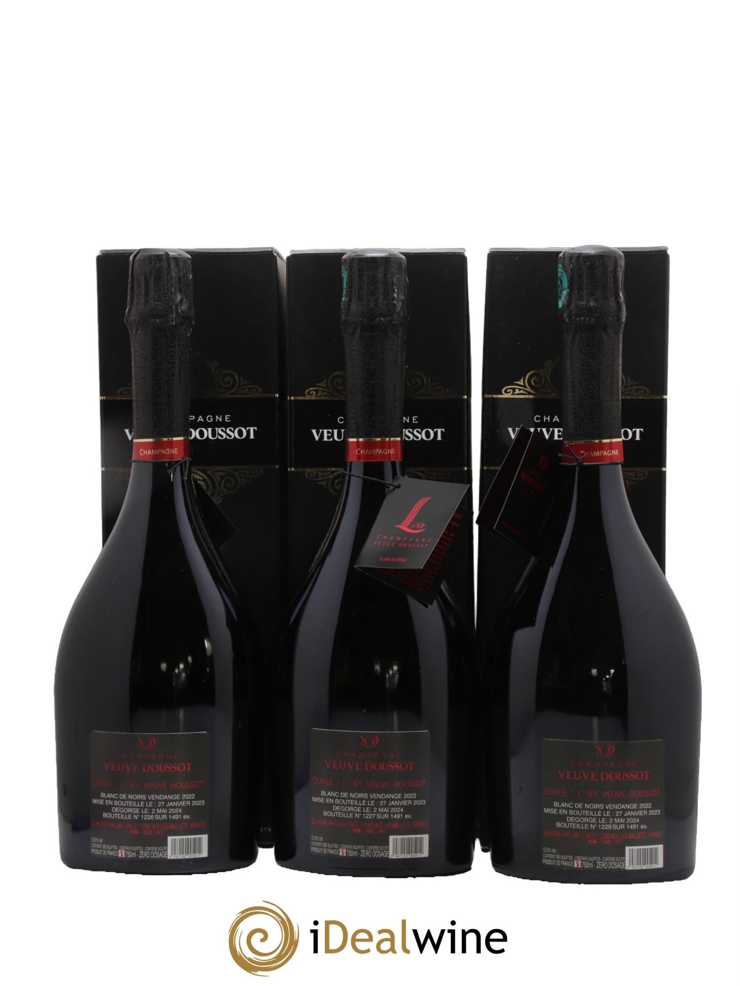 Champagne Blanc de Noirs Cuvée L by VD  Veuve Doussot - Lot de 3 bouteilles - 1