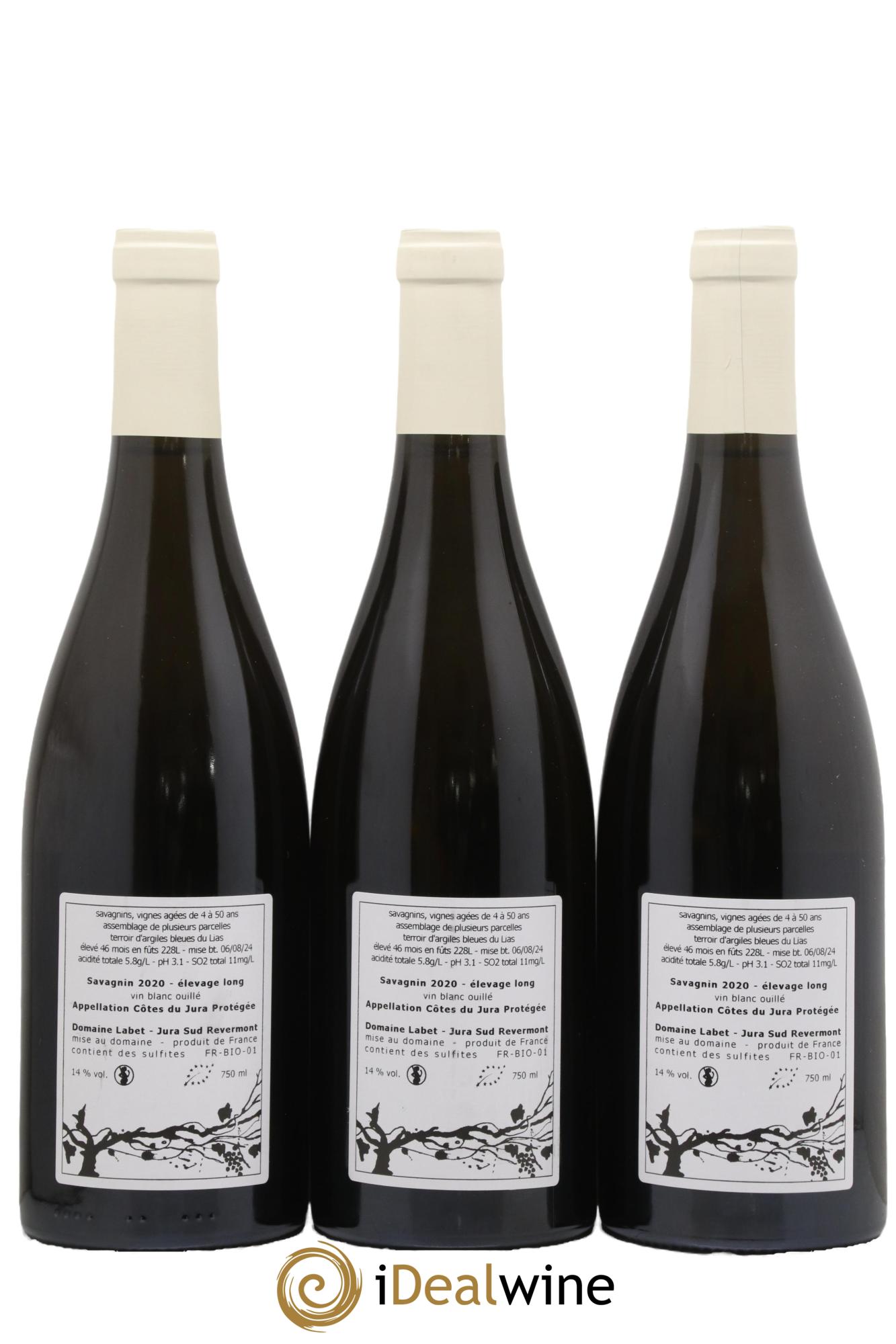 Côtes du Jura Savagnin en Chalasse Elevage Long Romain - Julien  - Charline Labet 2020 - Lot de 3 bouteilles - 1