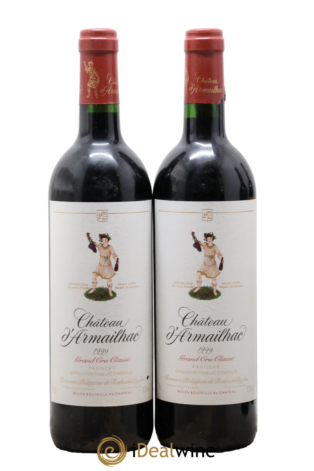 Château d' Armailhac - Mouton Baron(ne) Philippe 5ème Grand Cru Classé 1999 - Lot de 2 bouteilles - 0