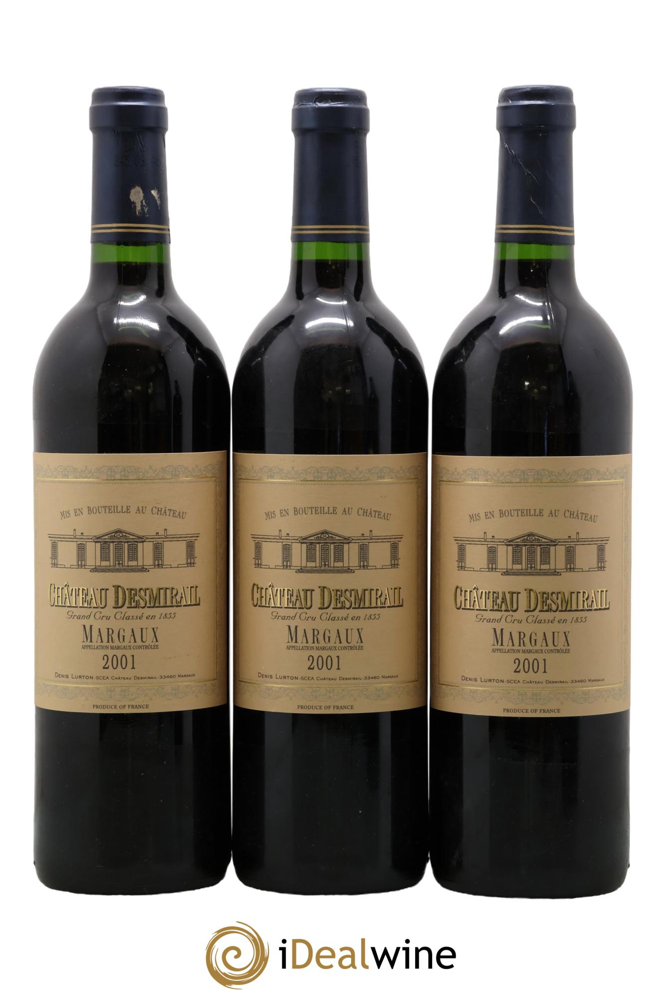 Château Desmirail 3ème Grand Cru Classé 2001 - Lot de 3 bouteilles - 0