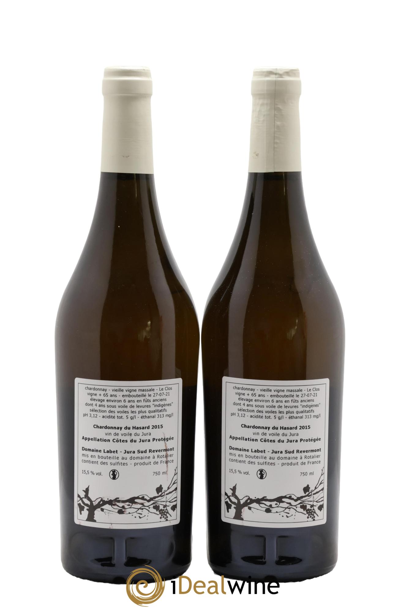 Côtes du Jura Vin de voile Chardonnay du Hasard Romain - Julien - Charline Labet 2015 - Posten von 2 Flaschen - 1