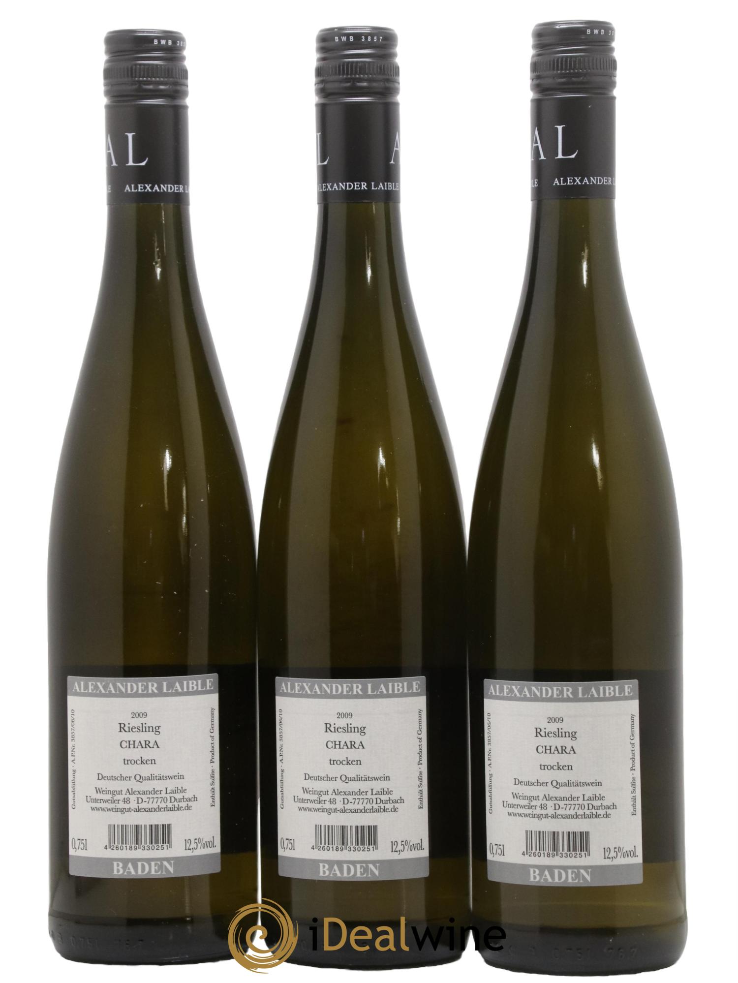 Allemagne Pays de Bade Riesling Trocken Chara *** Weingut Alexander Laible 2009 - Lot de 3 bouteilles - 1