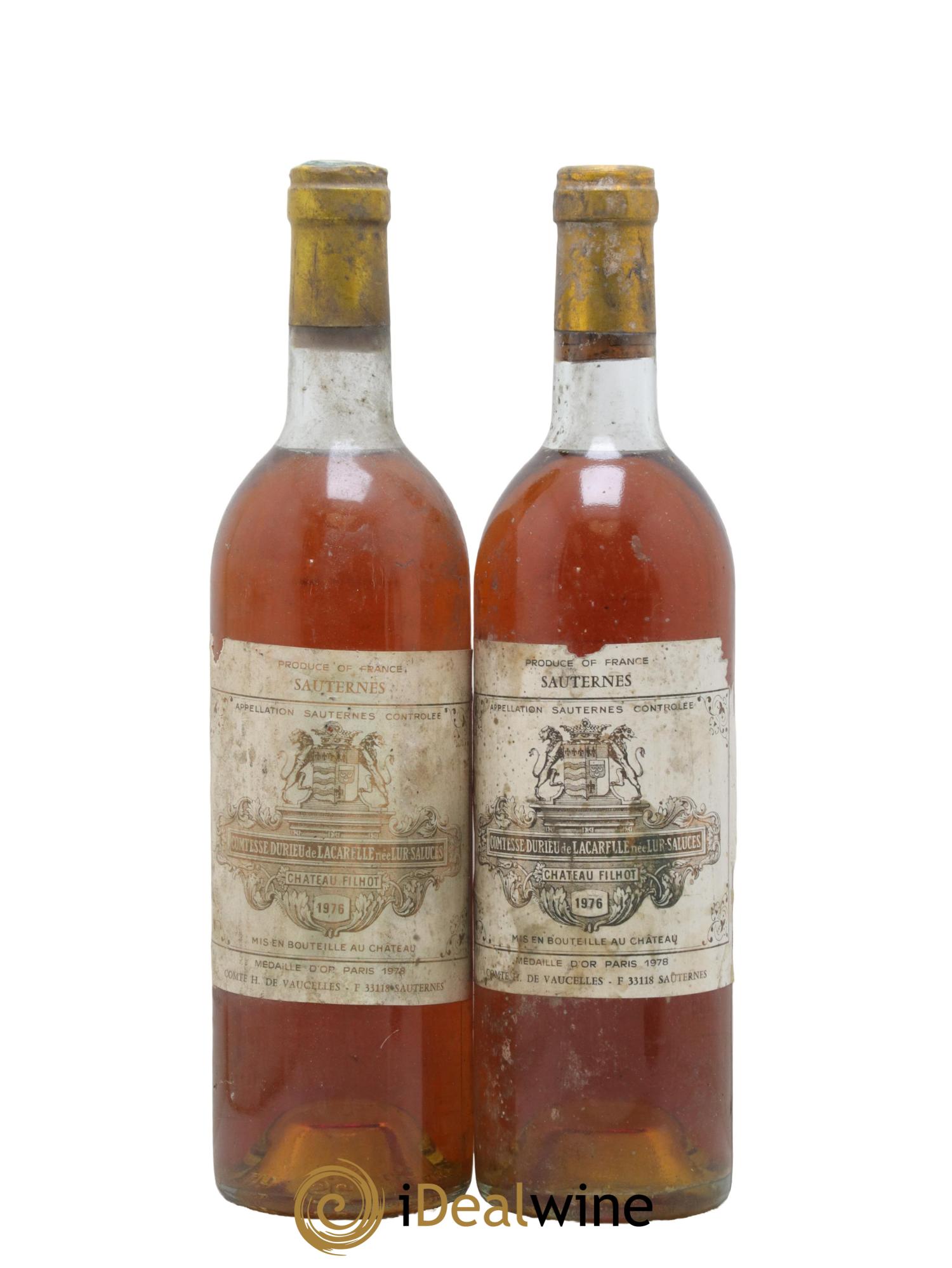 Château Filhot 2ème Grand Cru Classé 1976 - Posten von 2 Flaschen - 0