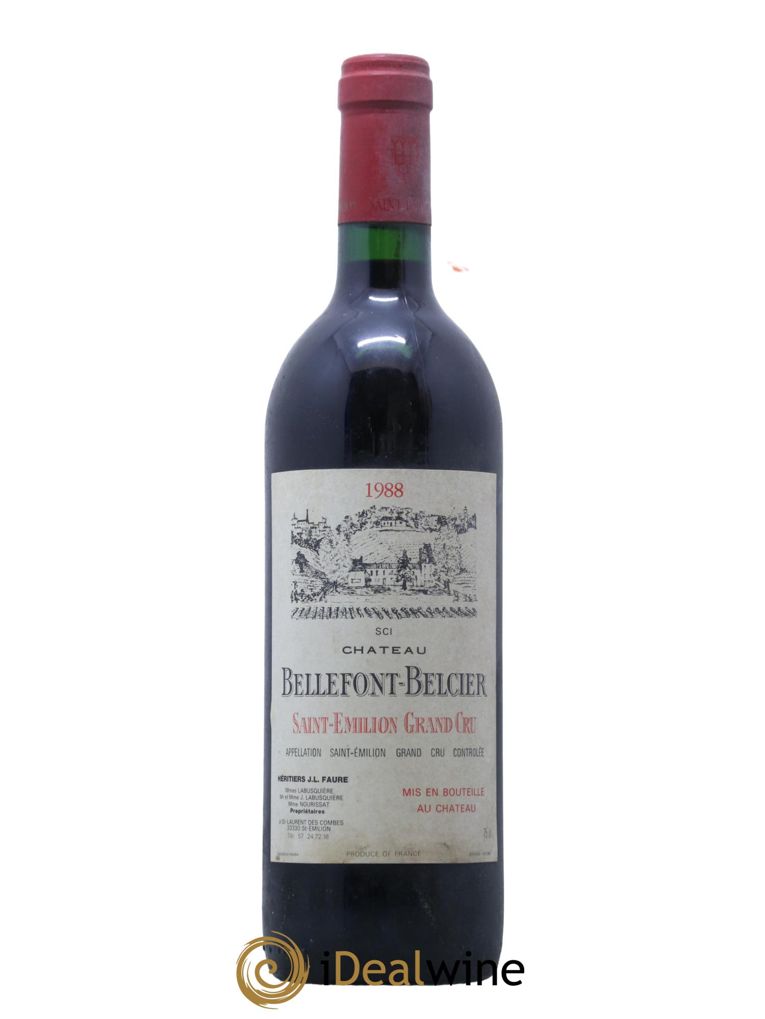 Château Bellefont-Belcier Grand Cru Classé 1988 - Lot de 1 bouteille - 0