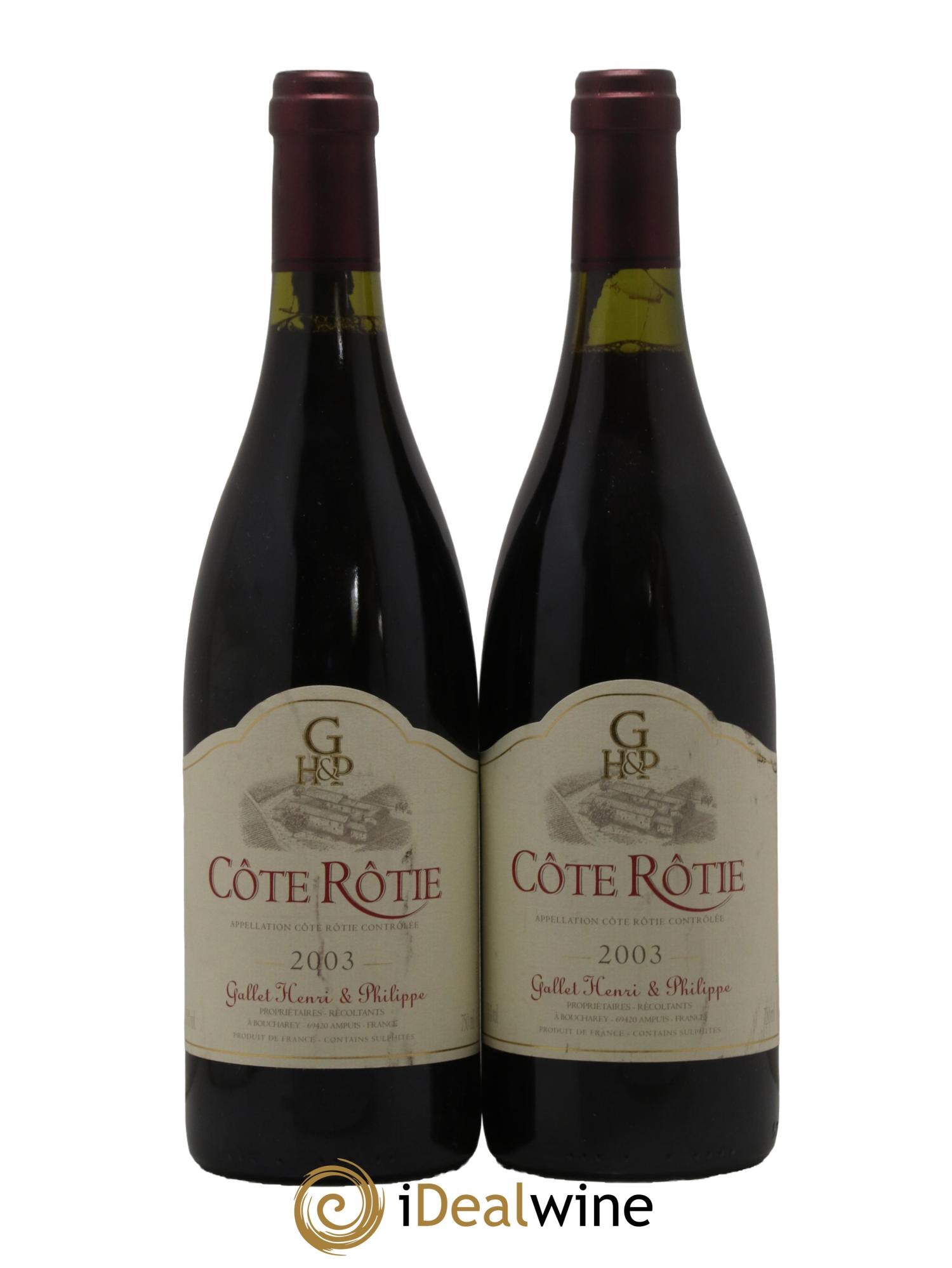 Côte-Rôtie Domaine Gallet 2003 - Lot de 2 bouteilles - 0