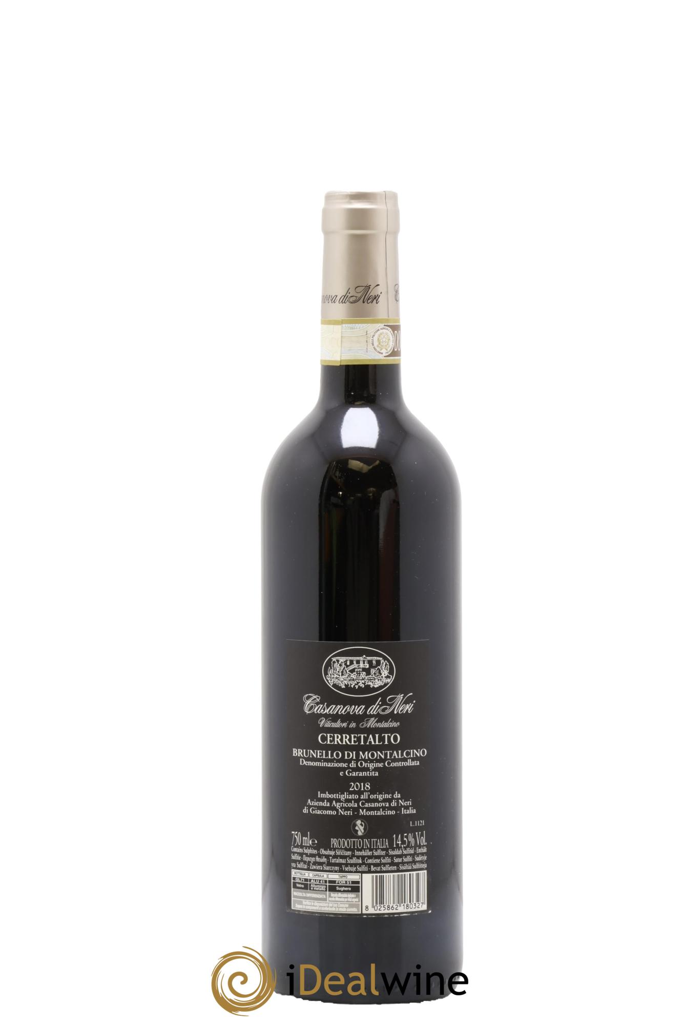 Brunello di Montalcino DOCG Cerretalto Casanova di Neri - Giacomo Neri 2018 - Lot de 1 bouteille - 1