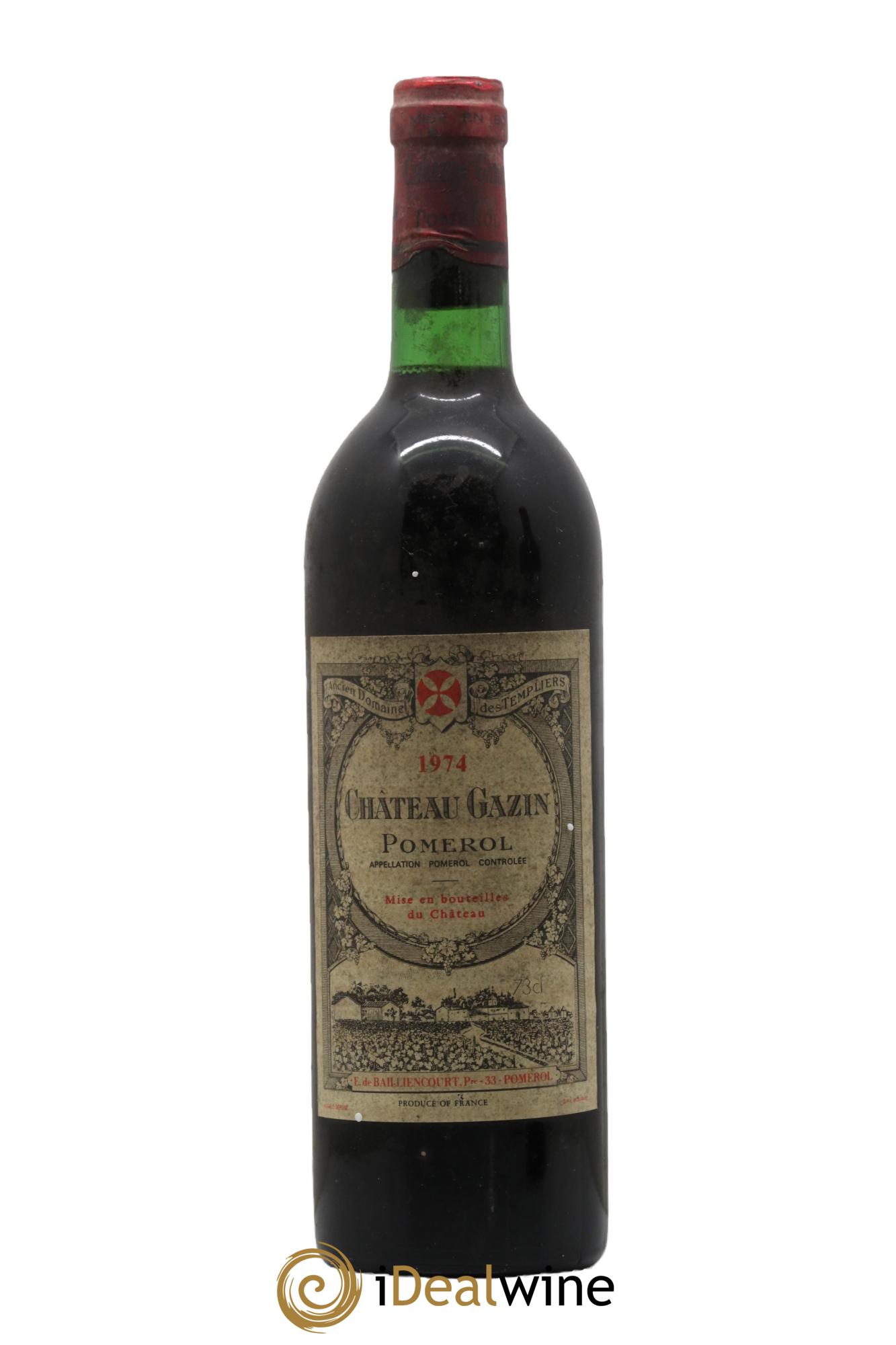 Château Gazin 1974 - Lot de 1 bouteille - 0