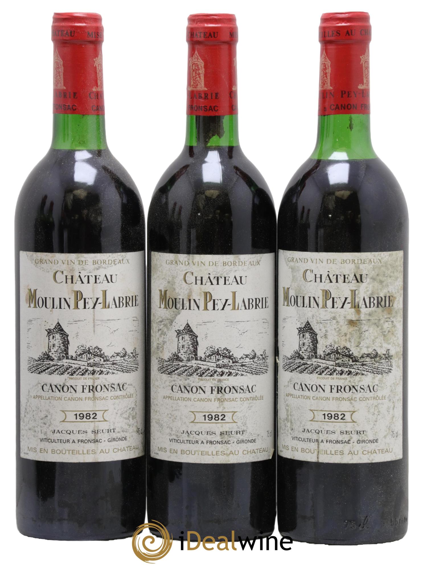 Château Moulin Pey-Labrie 1982 - Lotto di 3 bottiglie - 0