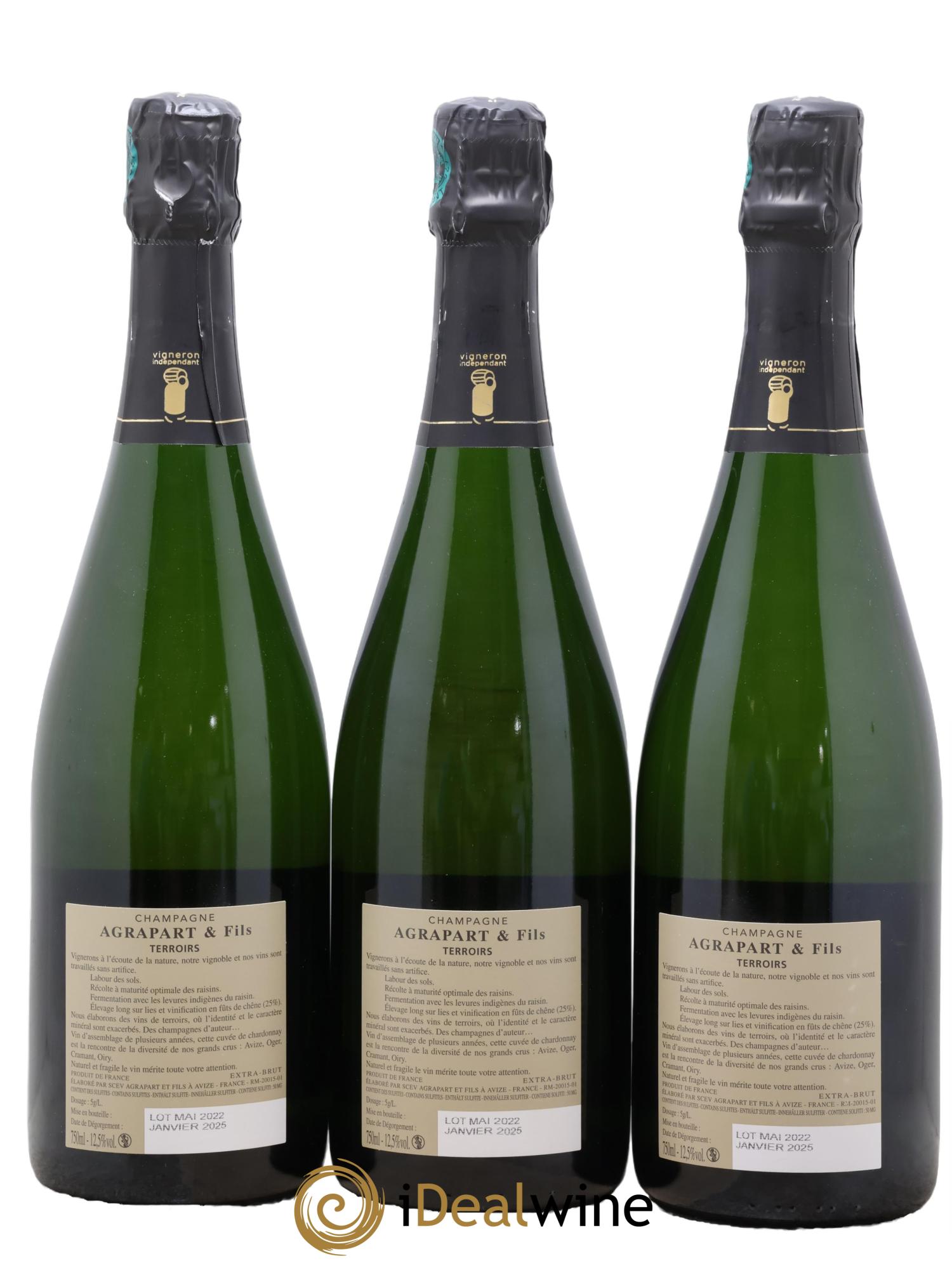 Terroirs Blanc de Blancs Extra-Brut Agrapart & Fils - Lot of 3 bottles - 1