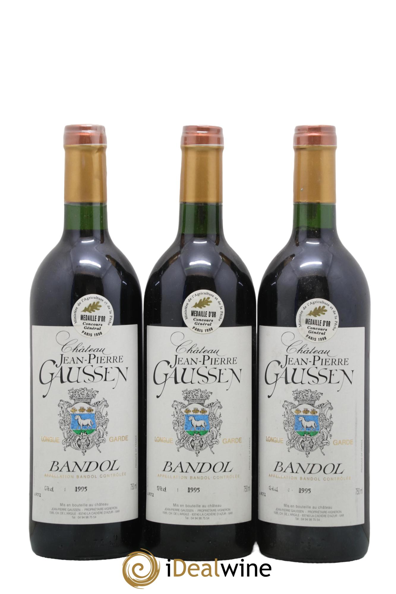 Bandol Château Jean-Pierre Gaussen 1995 - Lot de 3 bouteilles - 0