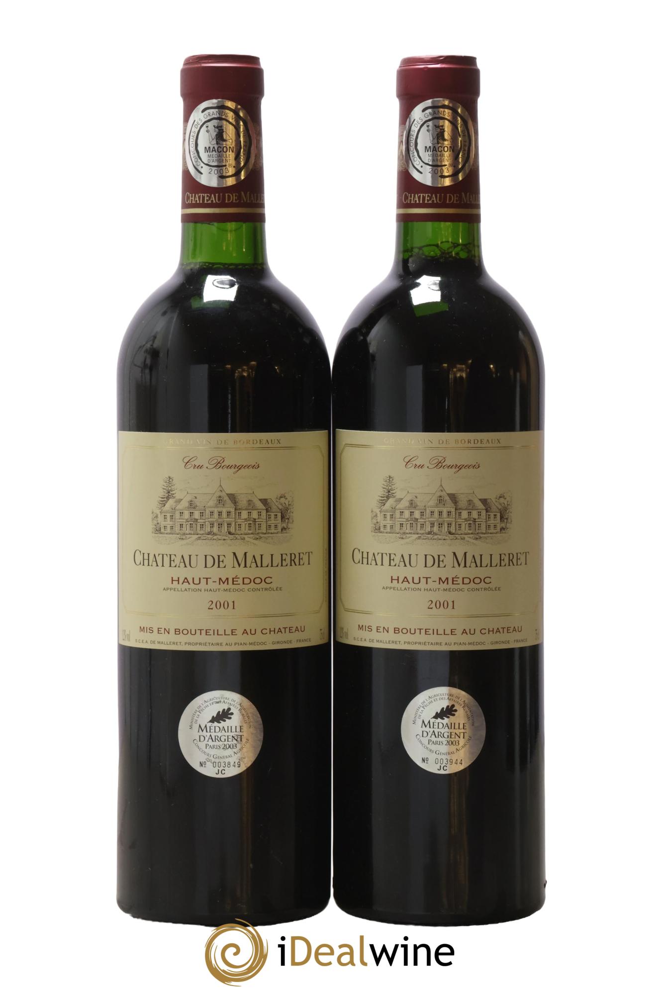 Château de Malleret Cru Bourgeois 2001 - Lotto di 2 bottiglie - 0