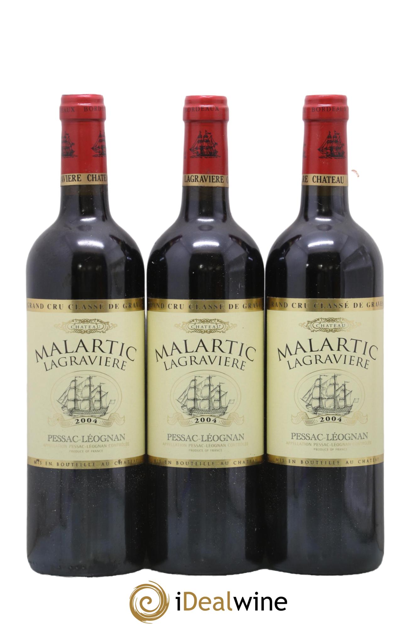 Château Malartic-Lagravière Cru Classé de Graves 2004 - Lot de 3 bouteilles - 0