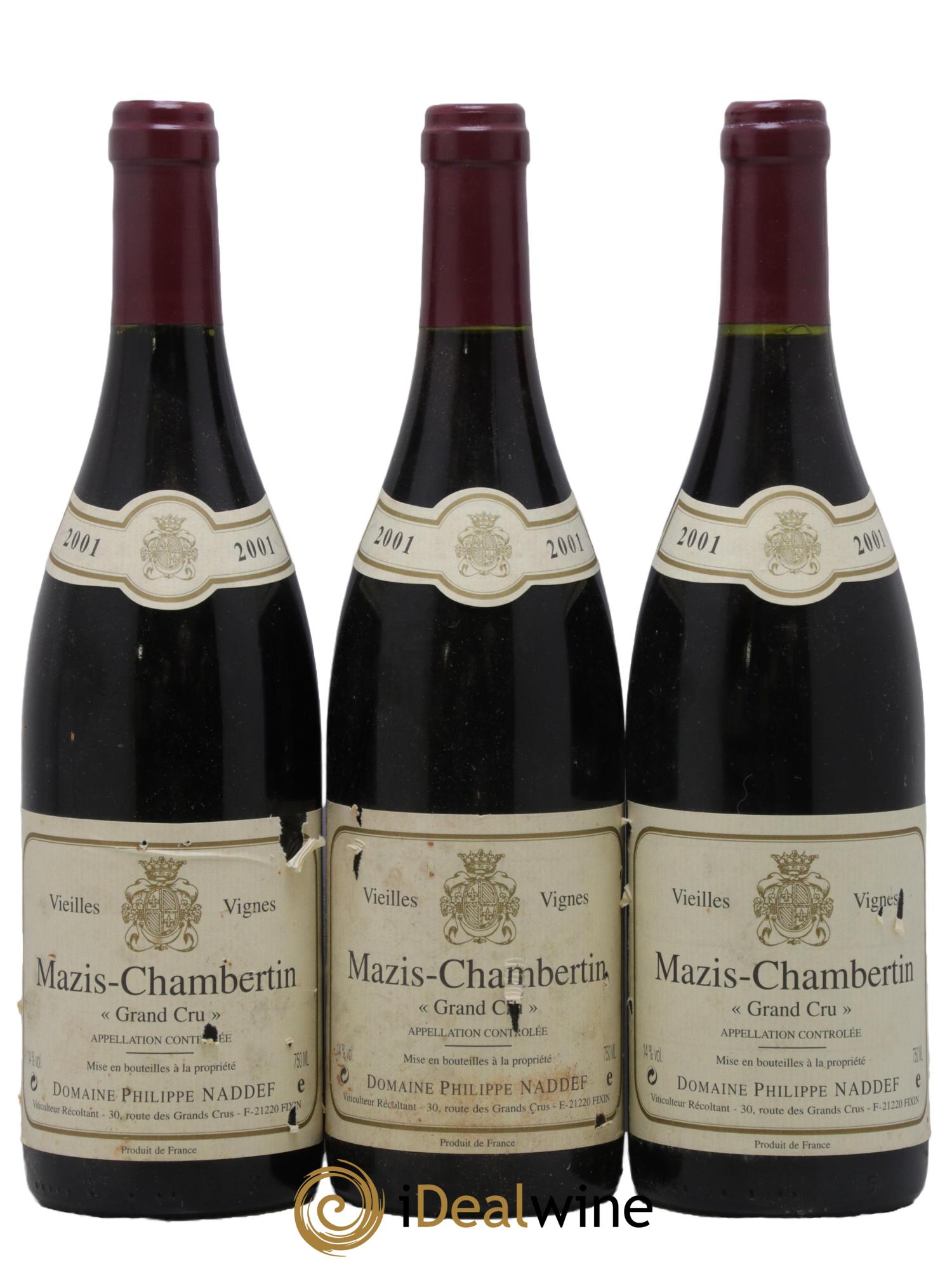 Mazis-Chambertin Grand Cru Vieilles Vignes Philippe Naddef 2001 - Lot de 3 bouteilles - 0