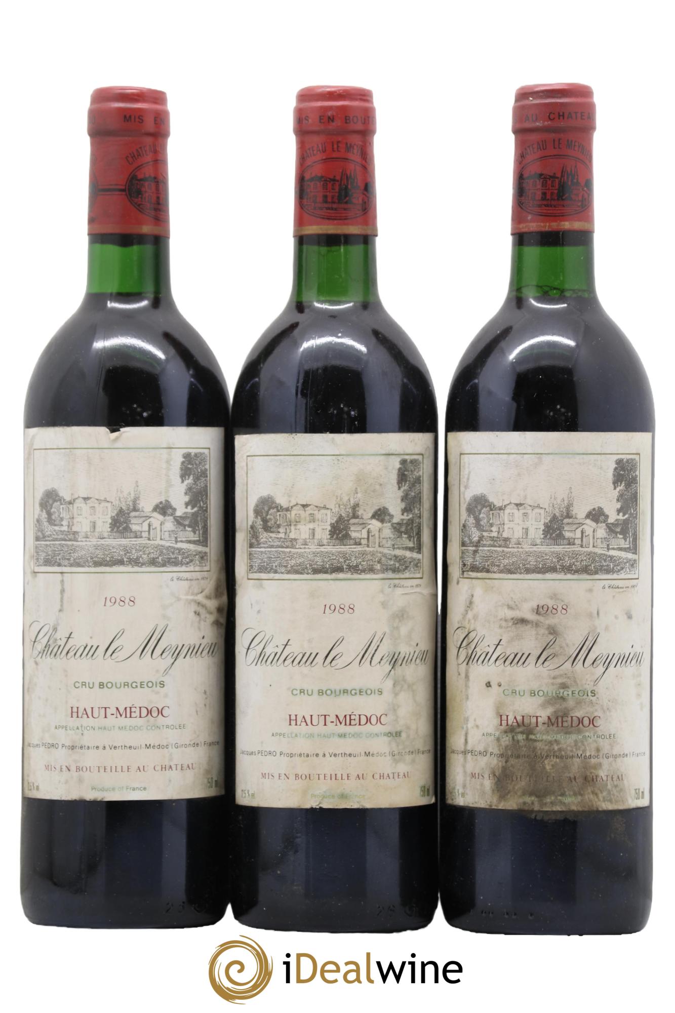 Haut Médoc Chateau le Meynieu 1988 - Lot de 3 bouteilles - 0