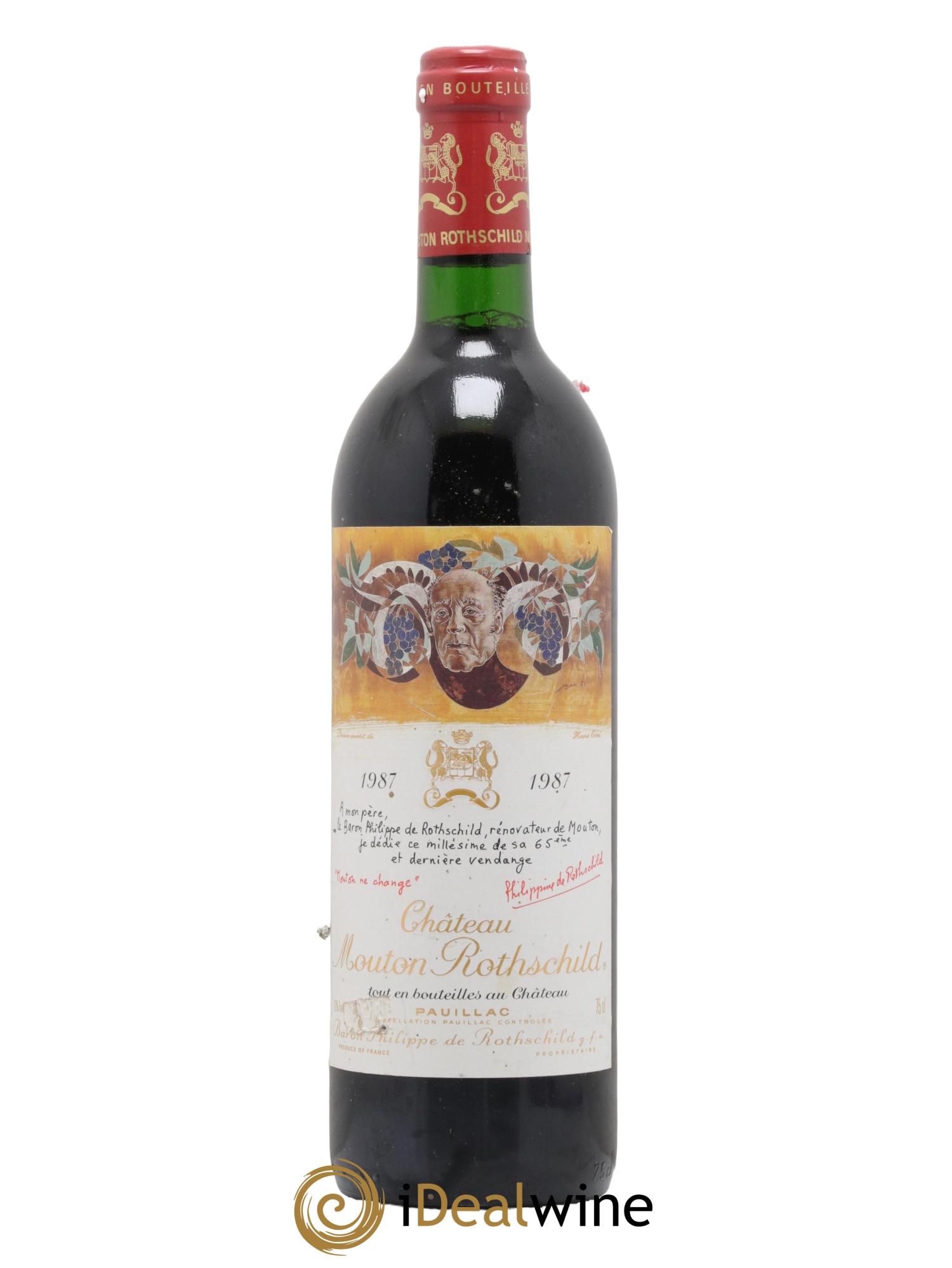 Château Mouton Rothschild 1er Grand Cru Classé 1987 - Lot de 1 bouteille - 0