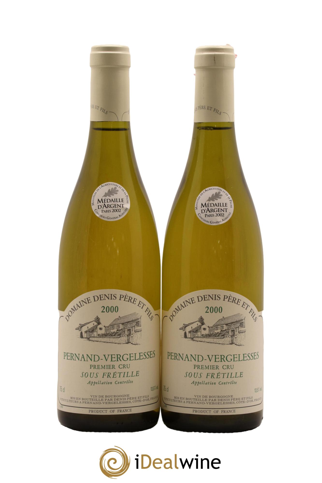 Pernand-Vergelesses 1er Cru Sous Fretille Domaine Denis Pere et Fils 2000 - Lot de 2 bouteilles - 0