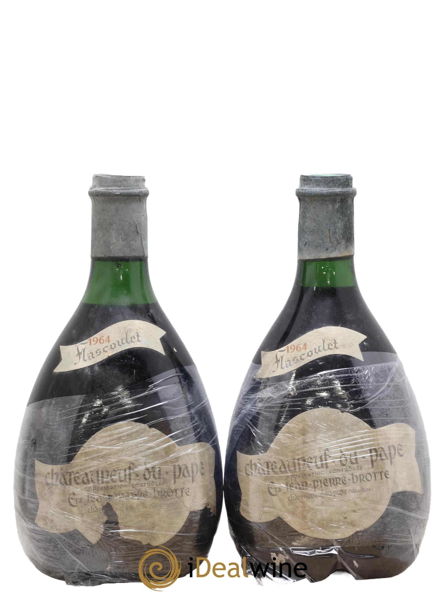 Châteauneuf-du-Pape Flascoulet Jean Pierre Brotte 1964 - Lot de 2 bouteilles - 0