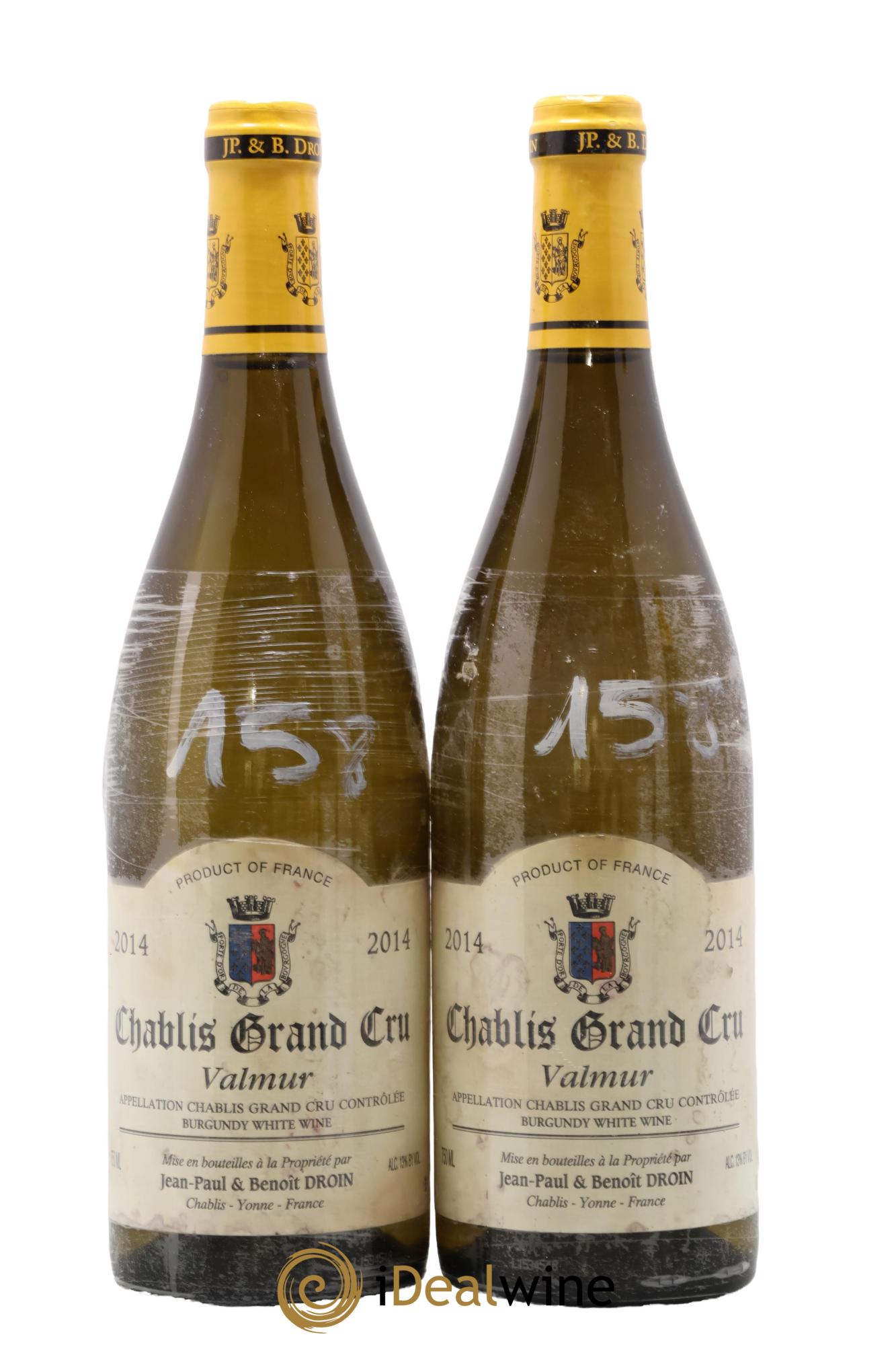 Chablis Grand Cru Valmur Jean-Paul & Benoît Droin (Domaine) 2014 - Lot of 2 bottles - 0