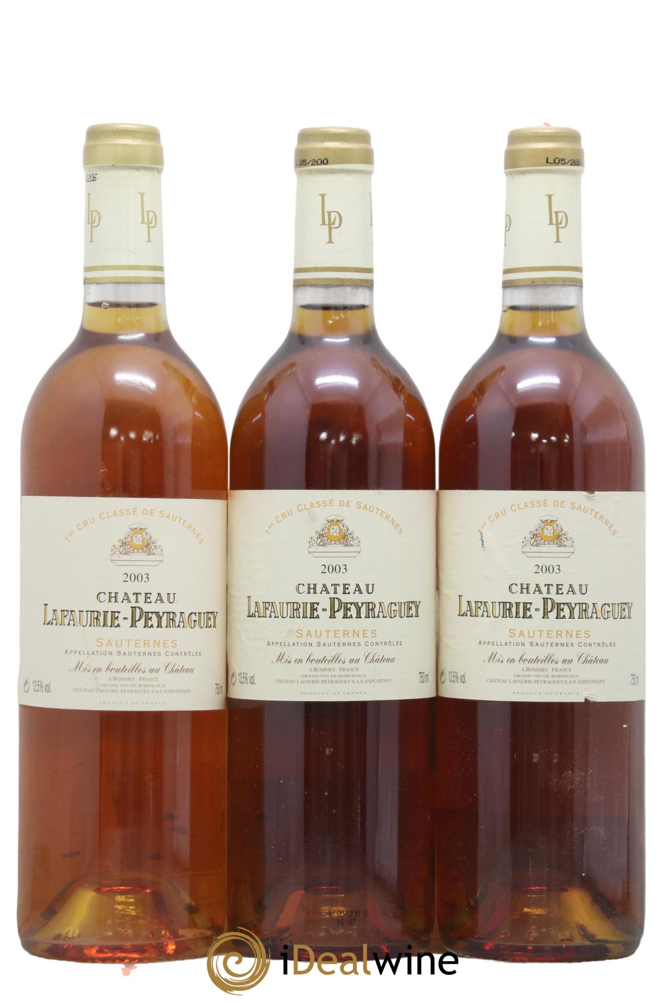 Château Lafaurie-Peyraguey 1er Grand Cru Classé 2003 - Lot de 3 bouteilles - 0