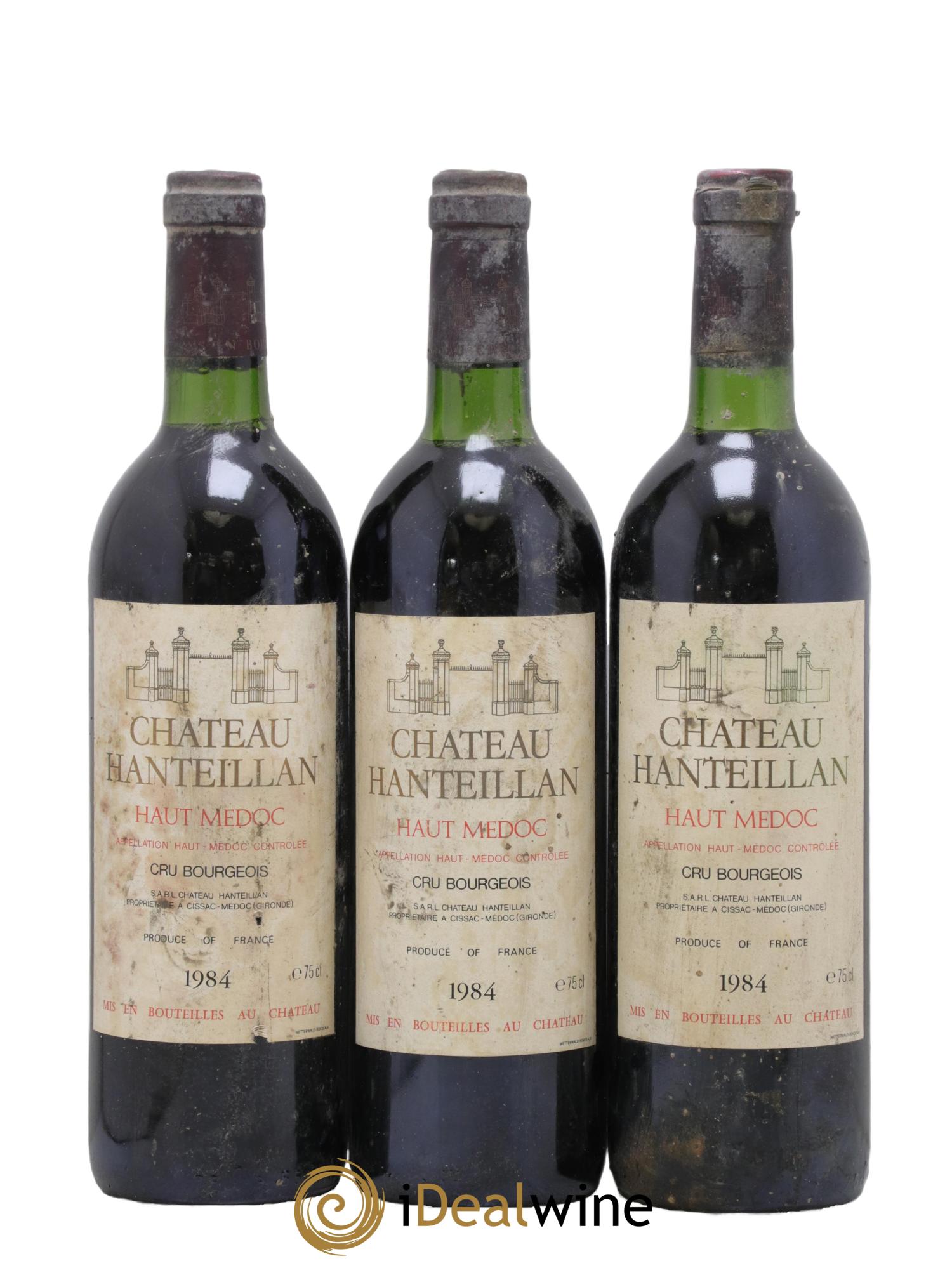 Château Hanteillan Cru Bourgeois 1984 - Lot de 3 bouteilles - 0