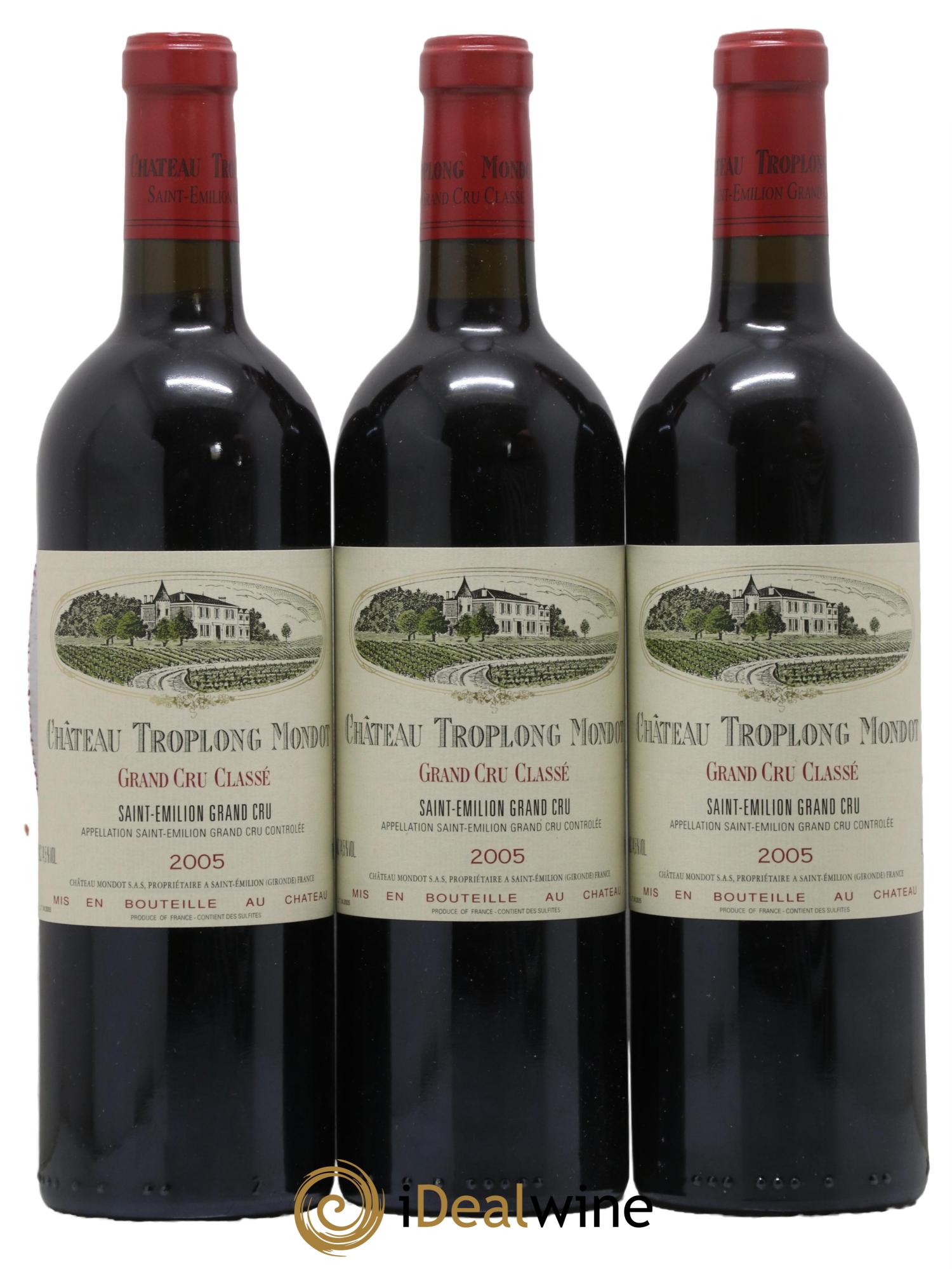 Château Troplong Mondot 1er Grand Cru Classé B 2005 - Posten von 3 Flaschen - 0