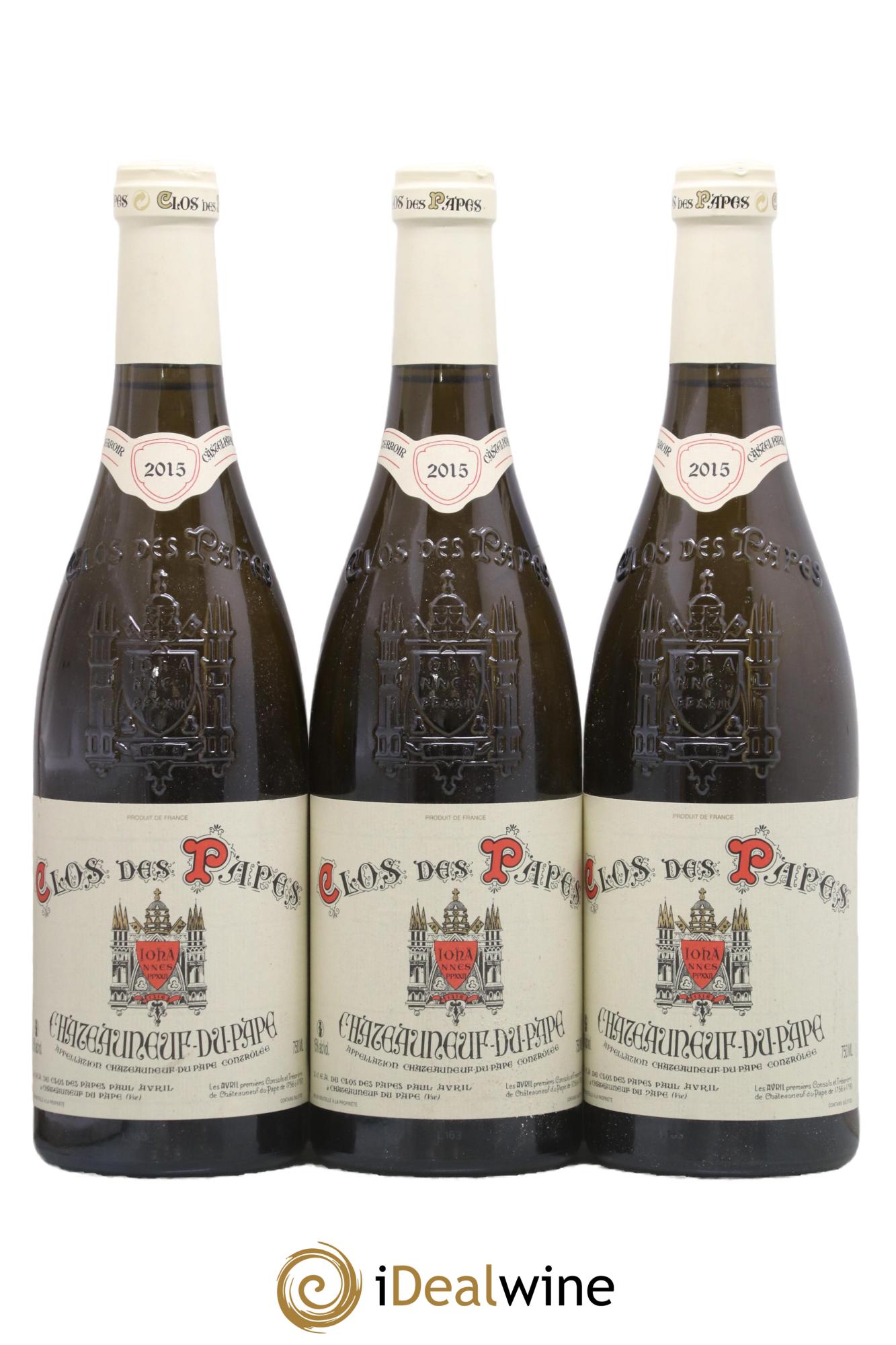 Châteauneuf-du-Pape Clos des Papes - Paul Avril 2015 - Lotto di 3 bottiglie - 0