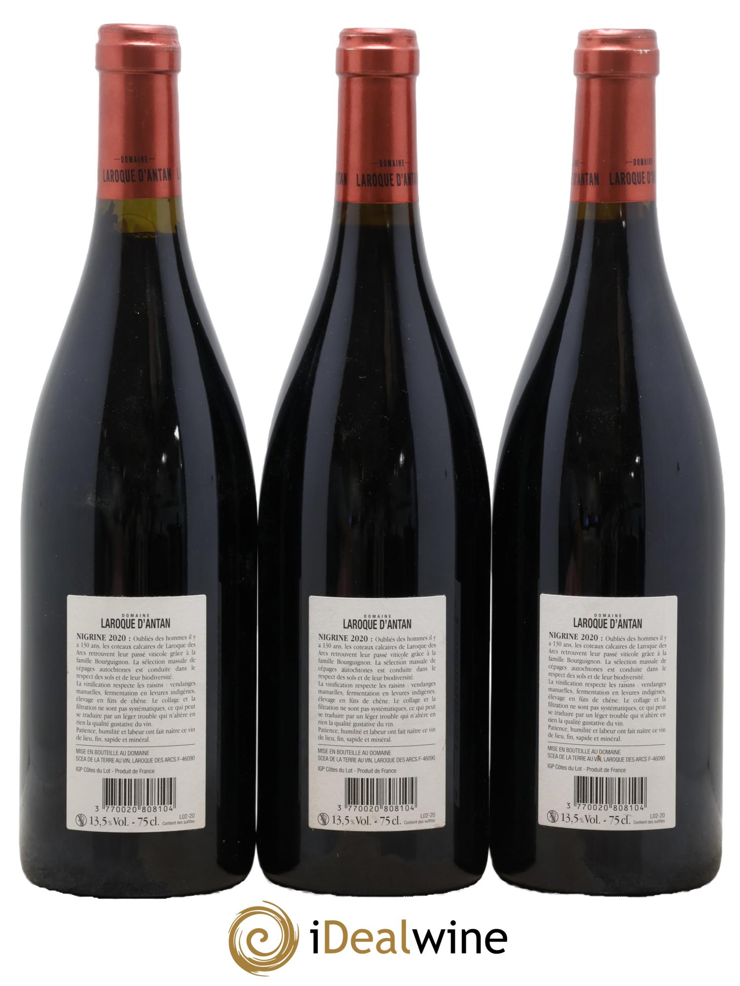 Côtes du Lot Nigrine Laroque d'Antan (Domaine) 2020 - Lot of 3 bottles - 1