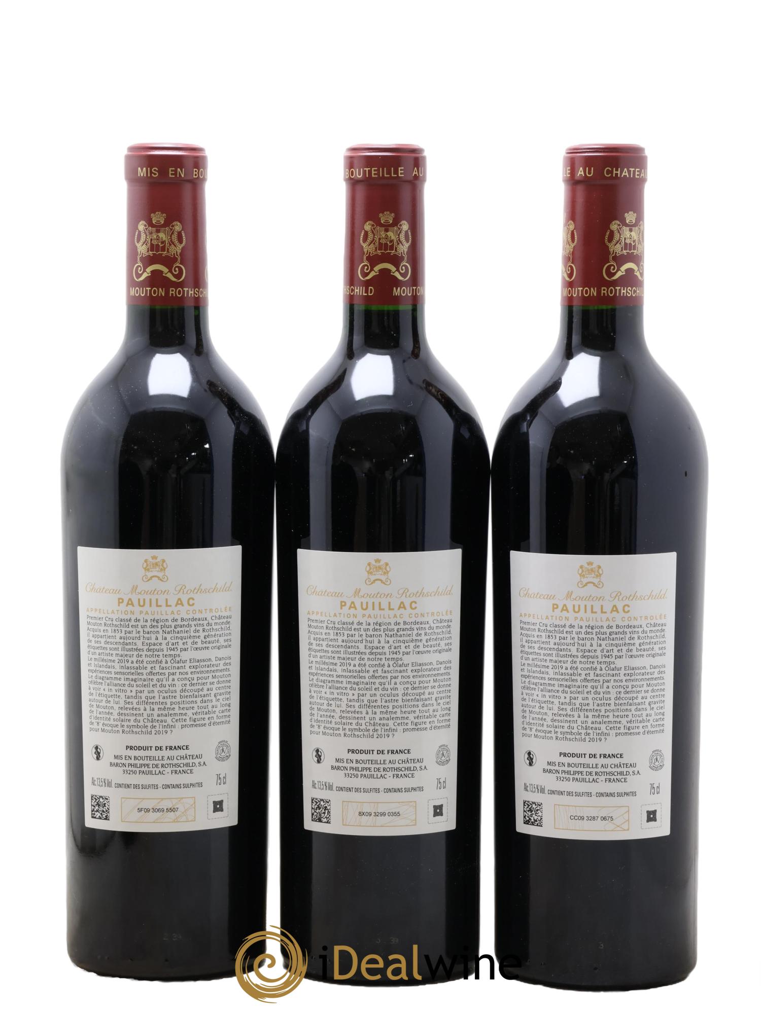 Château Mouton Rothschild 1er Grand Cru Classé 2019 - Lot de 3 bouteilles - 1