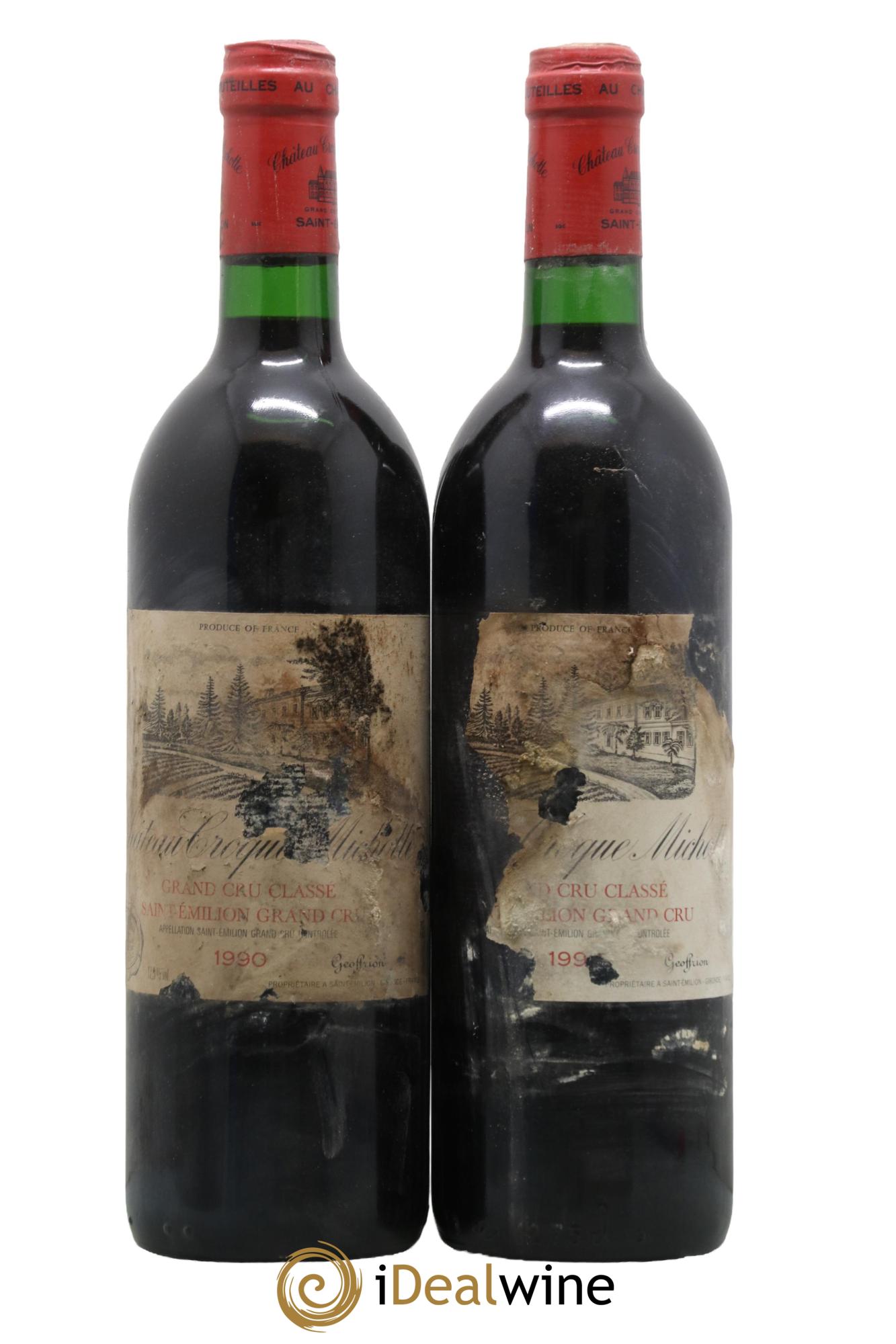 Château Croque Michotte 1990 - Lot de 2 bouteilles - 0