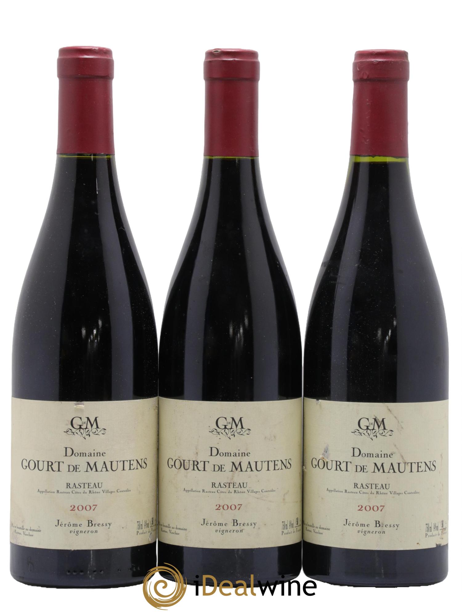 Rasteau Domaine Gourt de Mautens - Jérôme Bressy 2007 - Lot de 3 bouteilles - 0