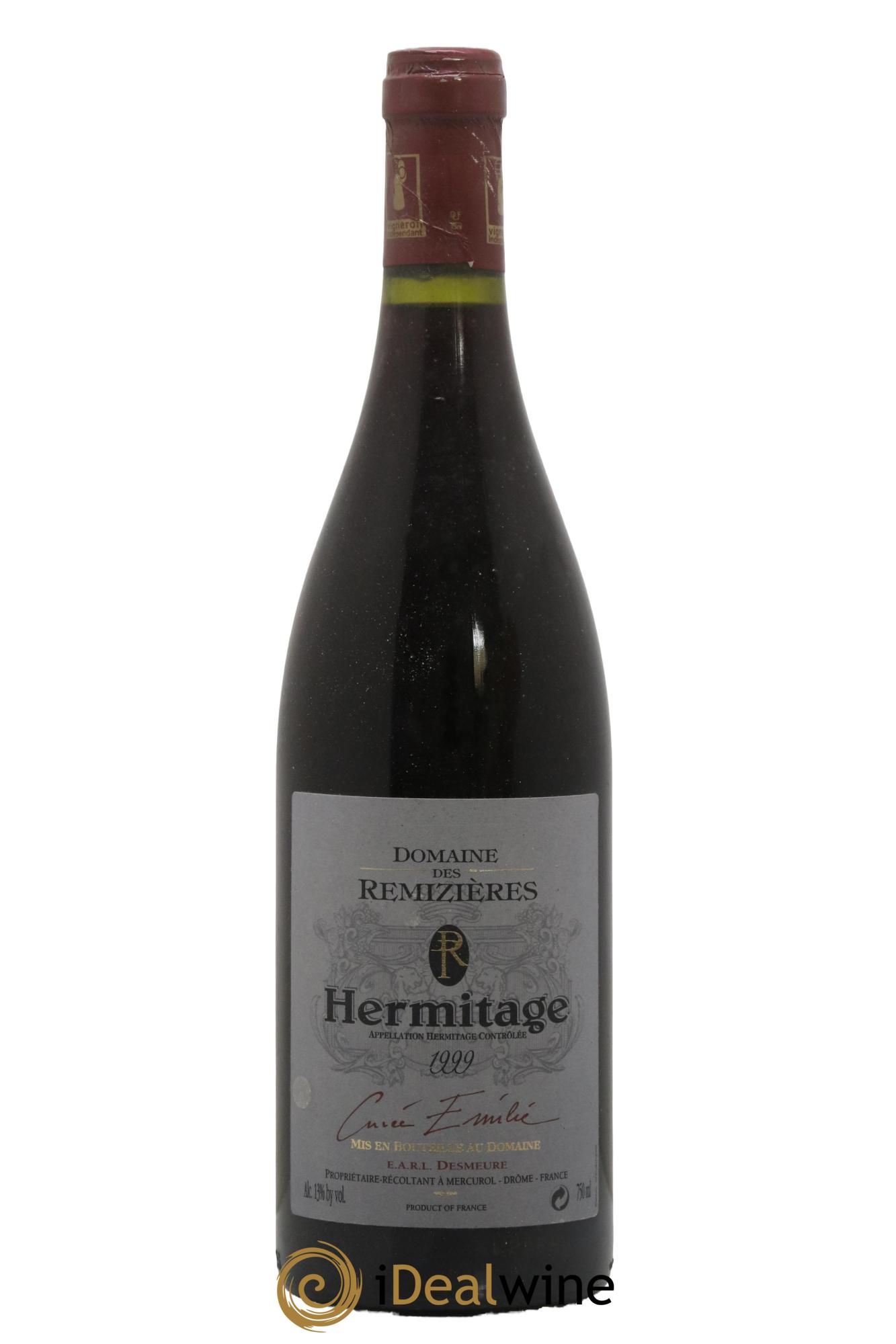 Hermitage Cuvée Emilie Rémizières (Domaine des) 1999 - Lot de 1 bouteille - 0