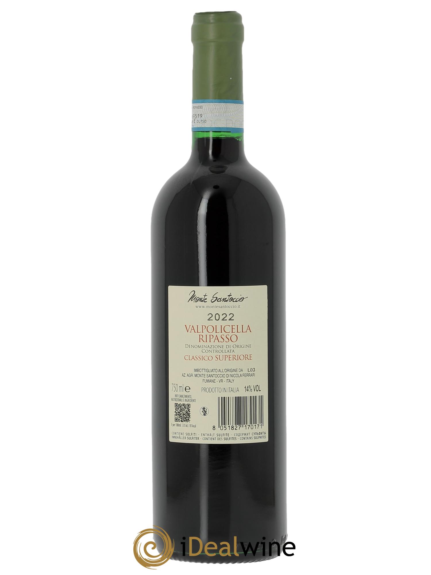 Valpolicella Classico Superiore Ripasso Monte Santoccio  2022 - Lote de 1 botella - 1