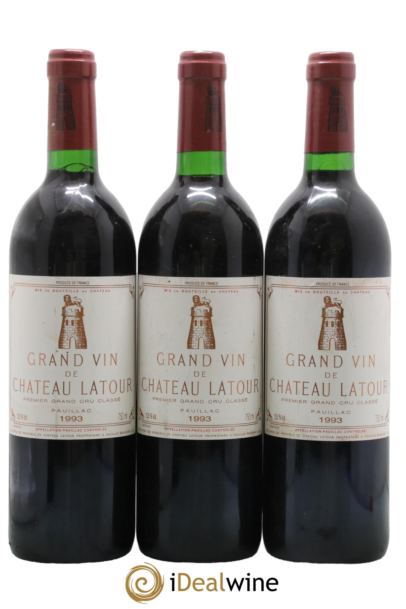 Château Latour 1er Grand Cru Classé 1993 - Lot de 3 bouteilles - 0